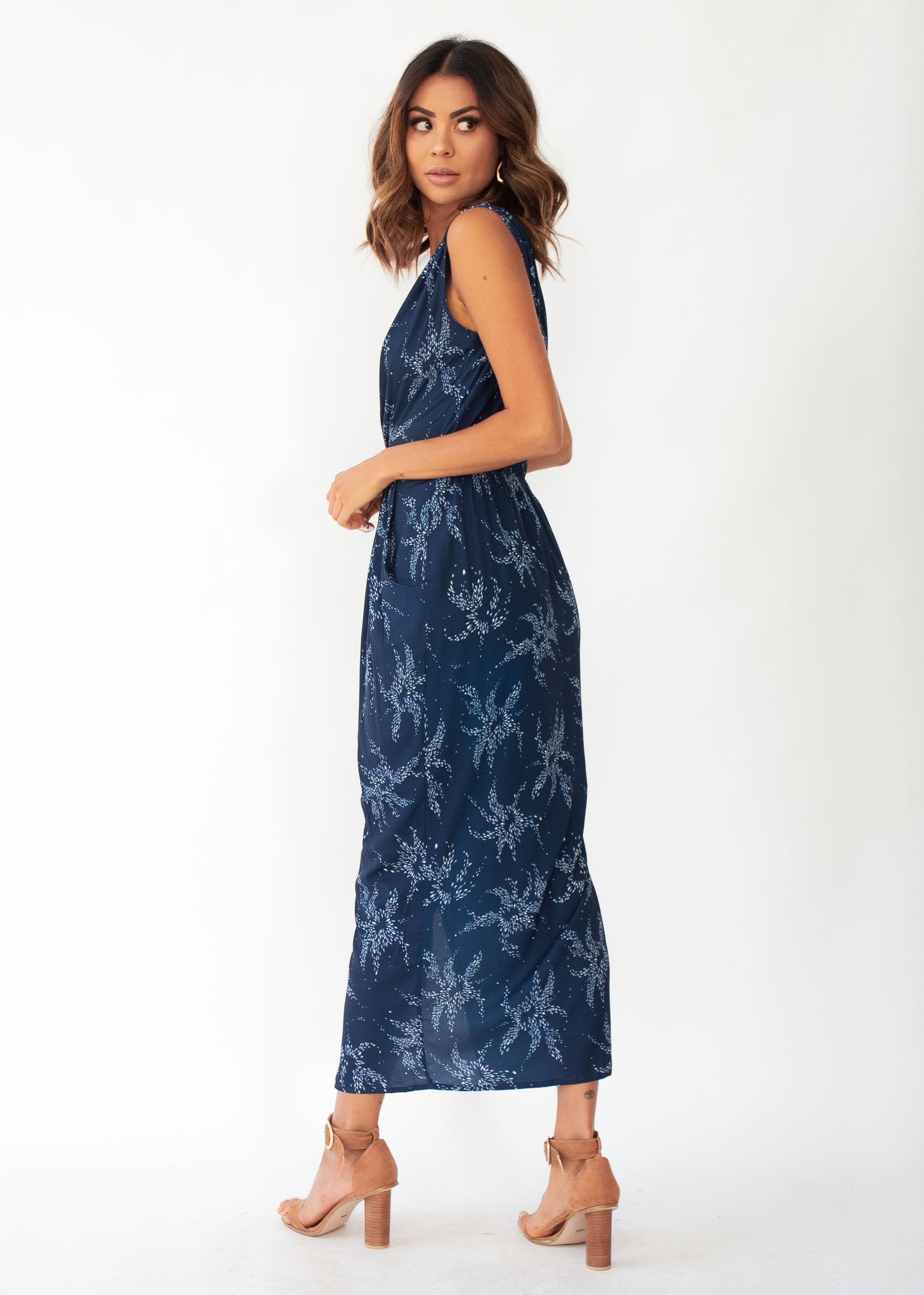 Catalina Zip Maxi Dress - Starry Night