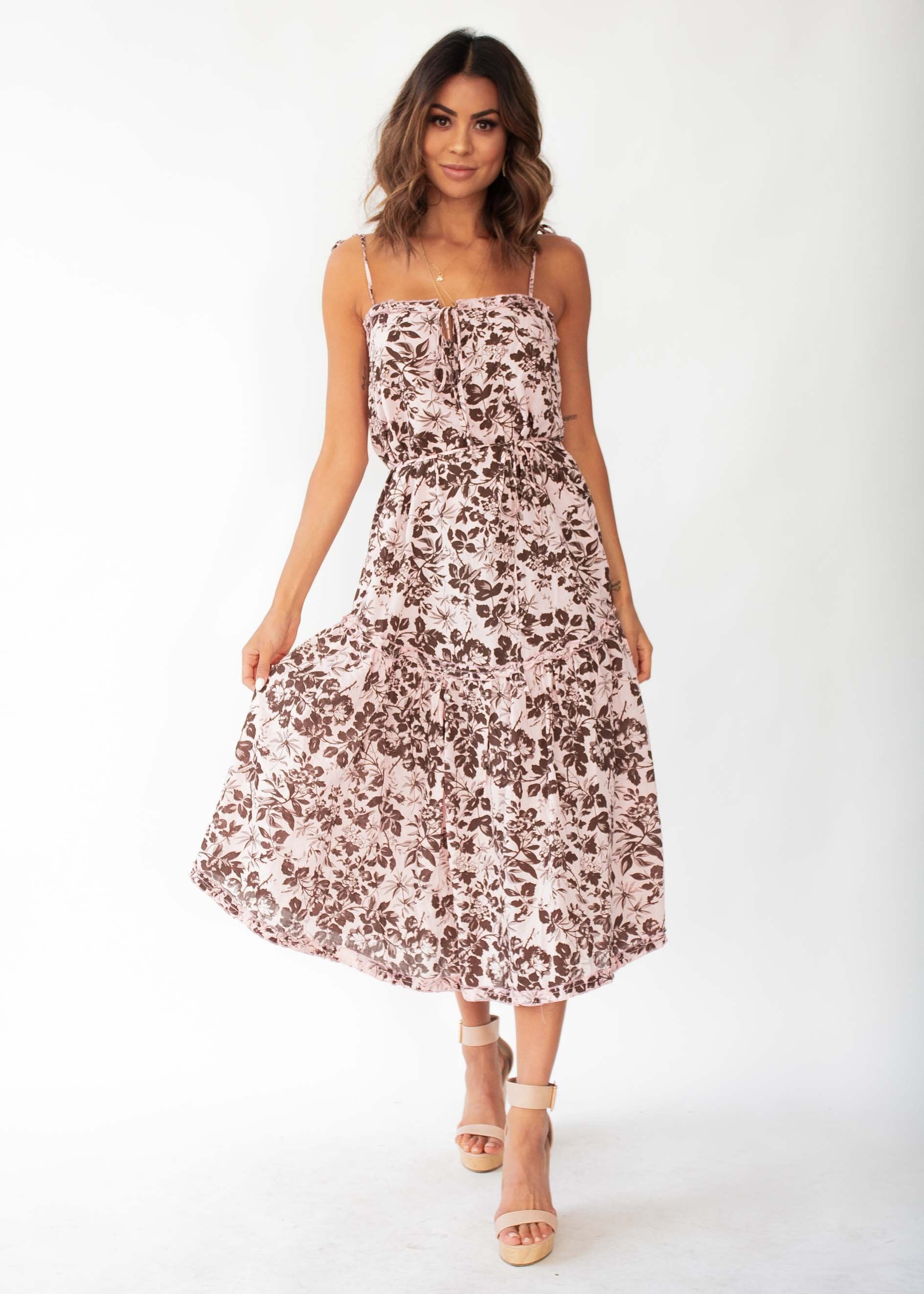 Mayfair Midi Dress - Blush Floral