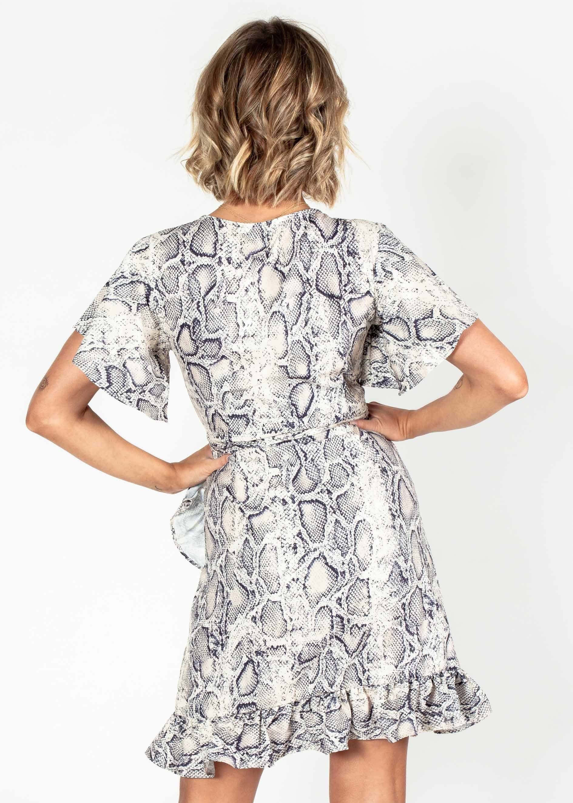 Beyond Belief Wrap Dress - Snake