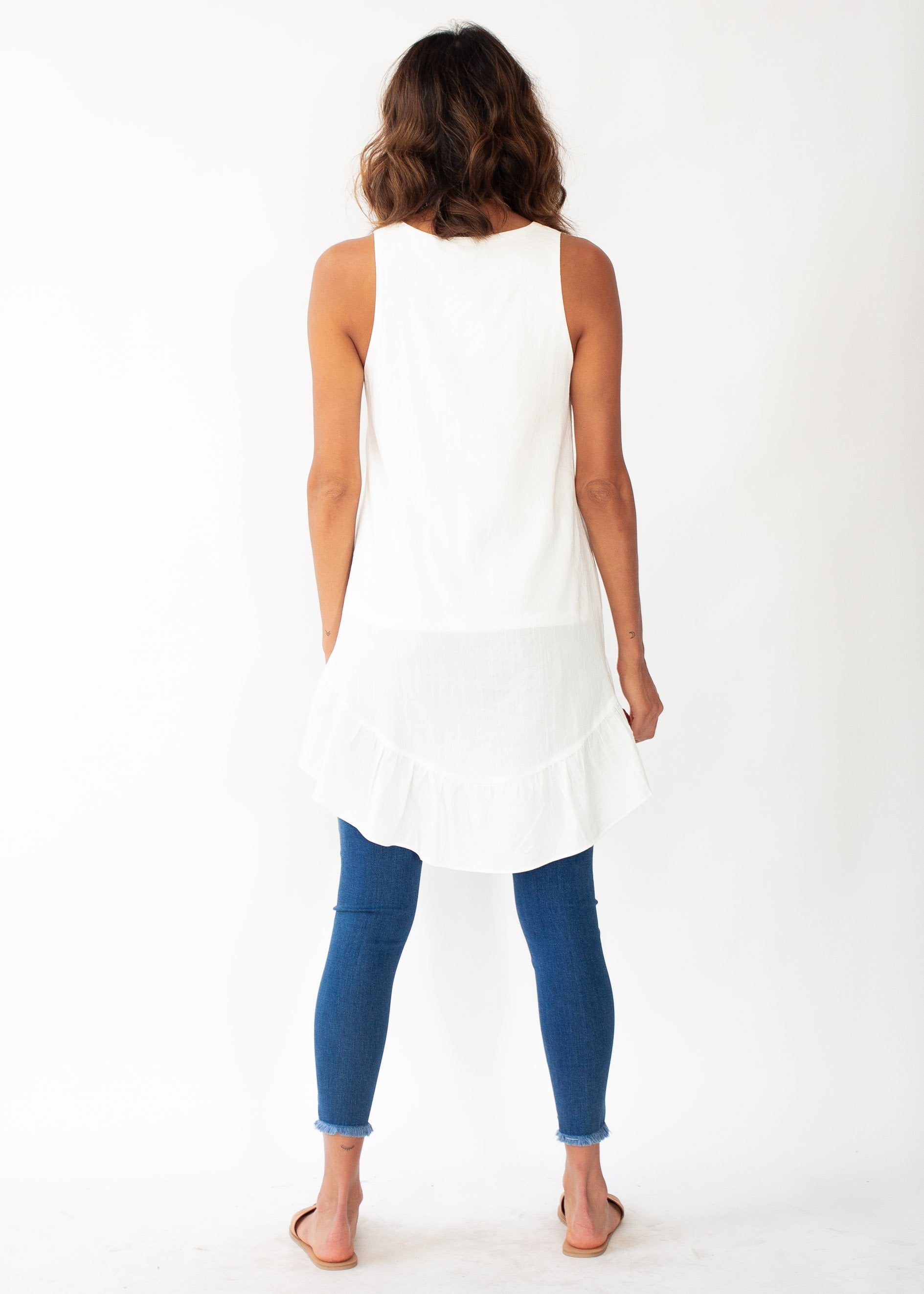Chicago Hi-Lo Sleeveless Top - Ivory