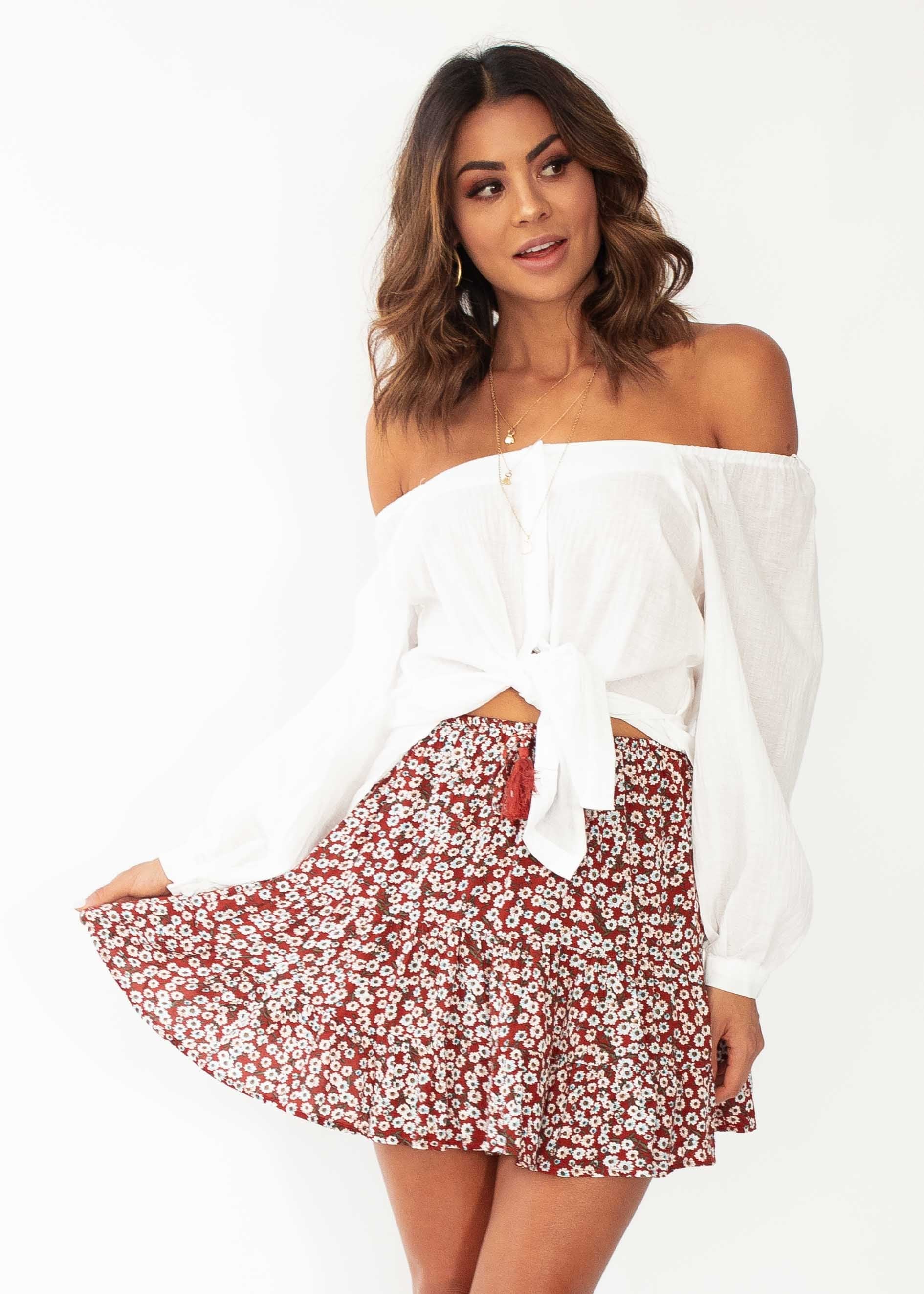 Chelsea Skater Skirt - Red Floral