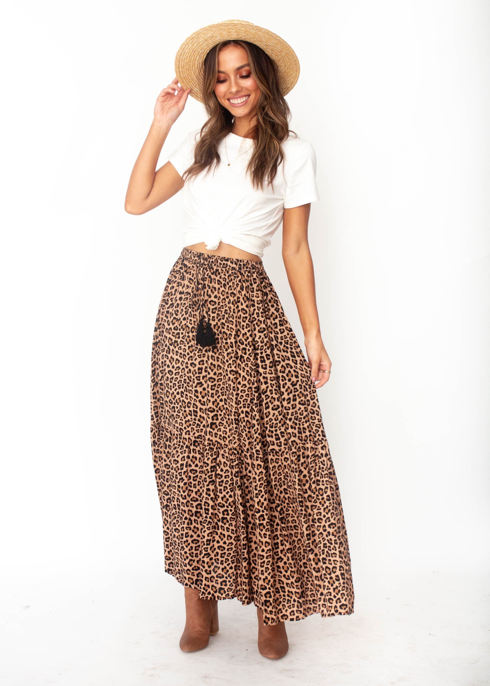 Women's Sweet Love Maxi Skirt - Leopard Print