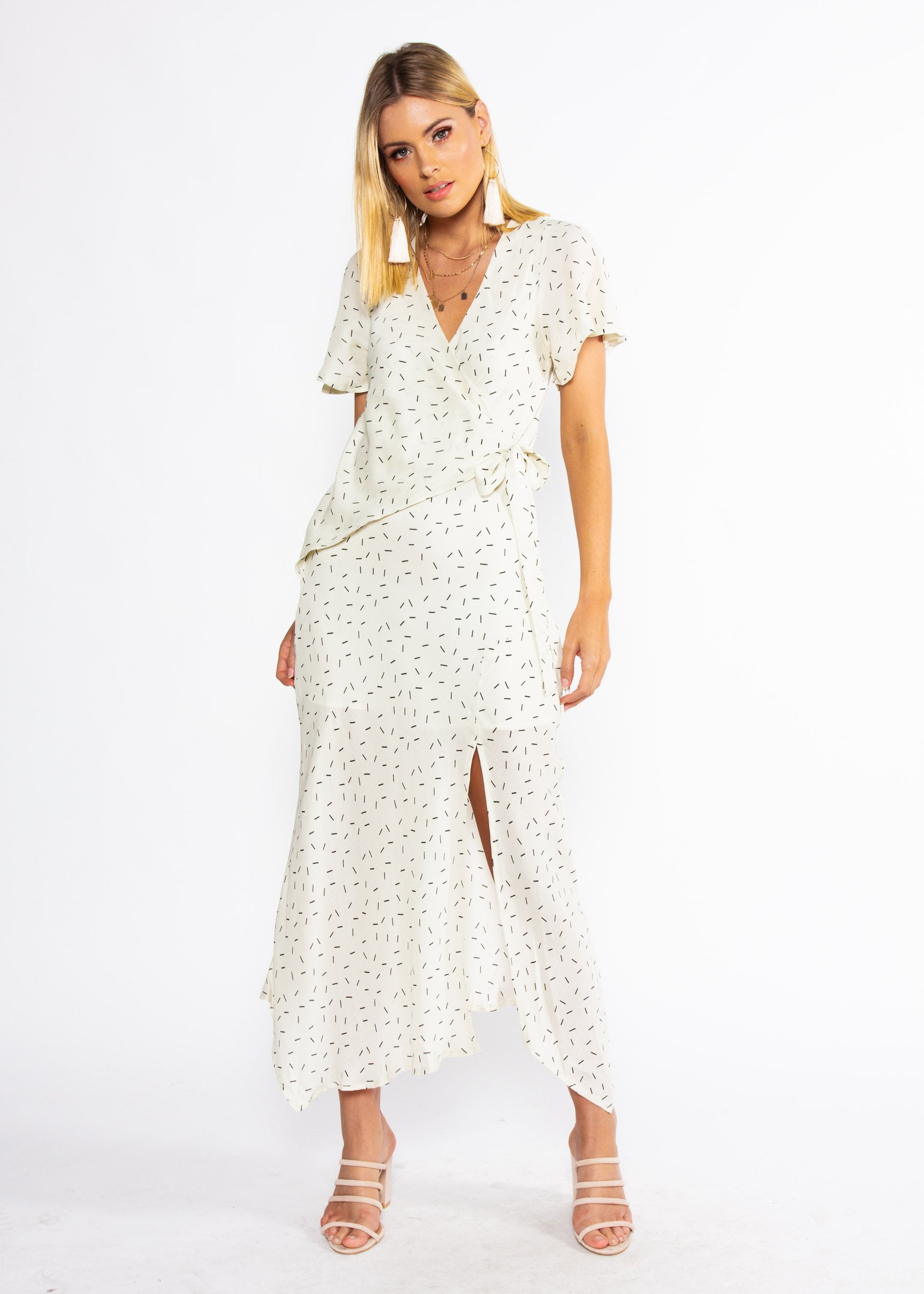 Sweet Flourish Wrap Maxi Dress - Cream