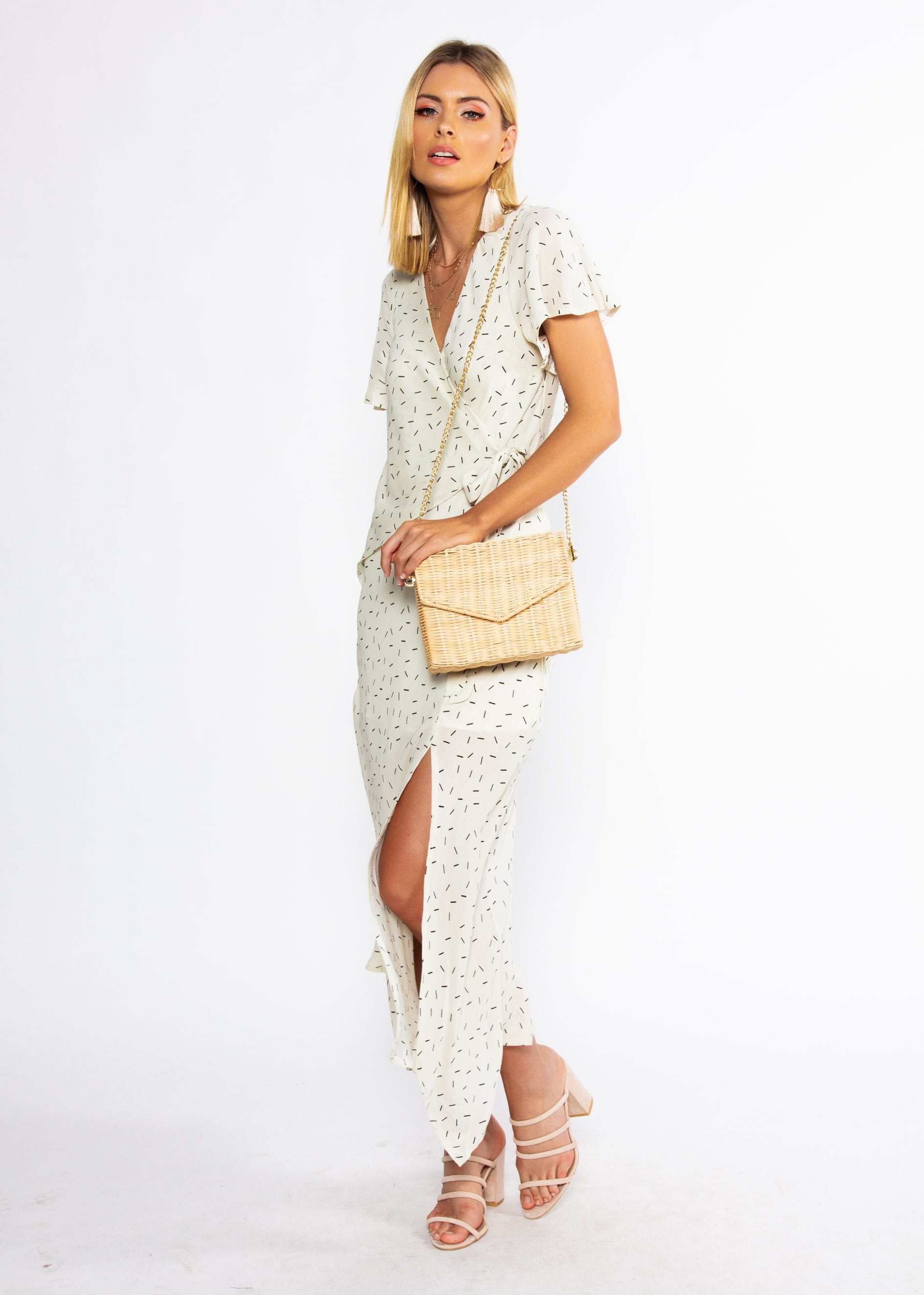 Sweet Flourish Wrap Maxi Dress - Cream