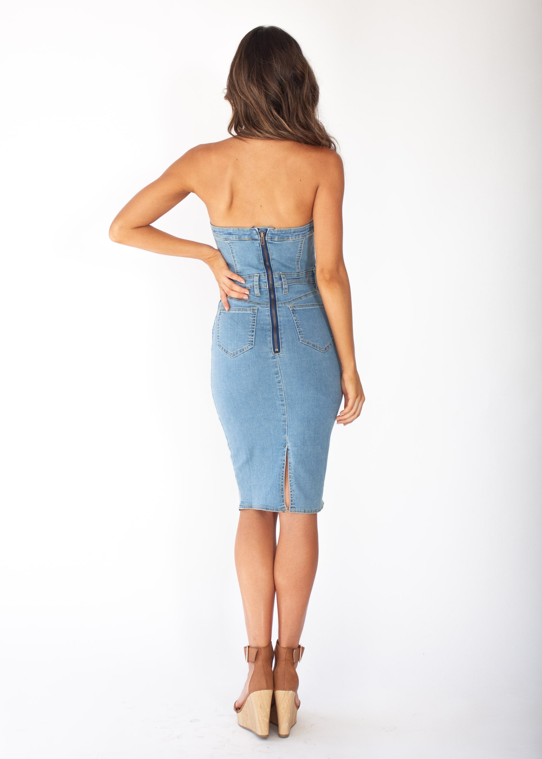Rhodes Strapless Dress - Light Denim
