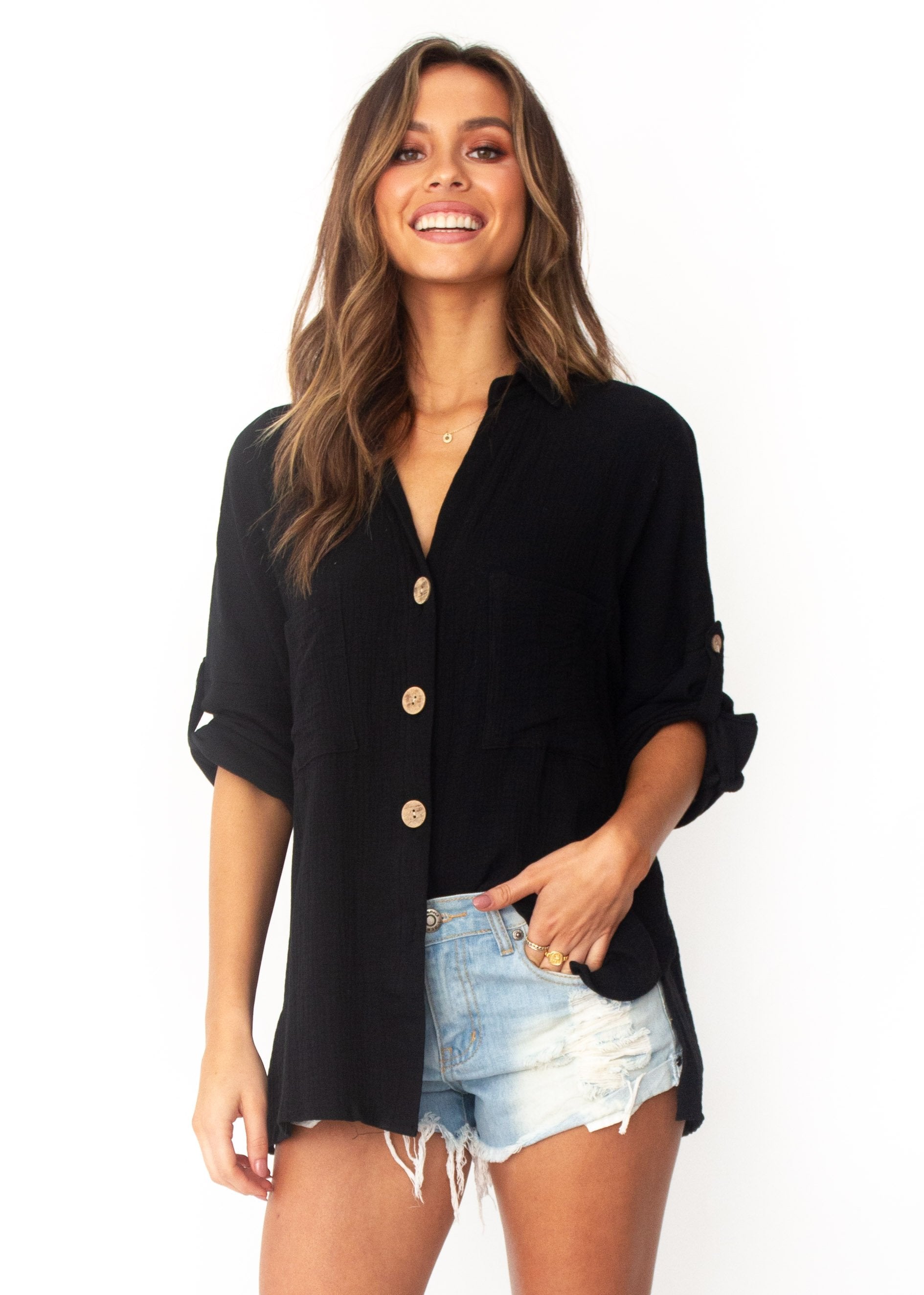 Women's Mine To Keep Cotton Shirt - Black