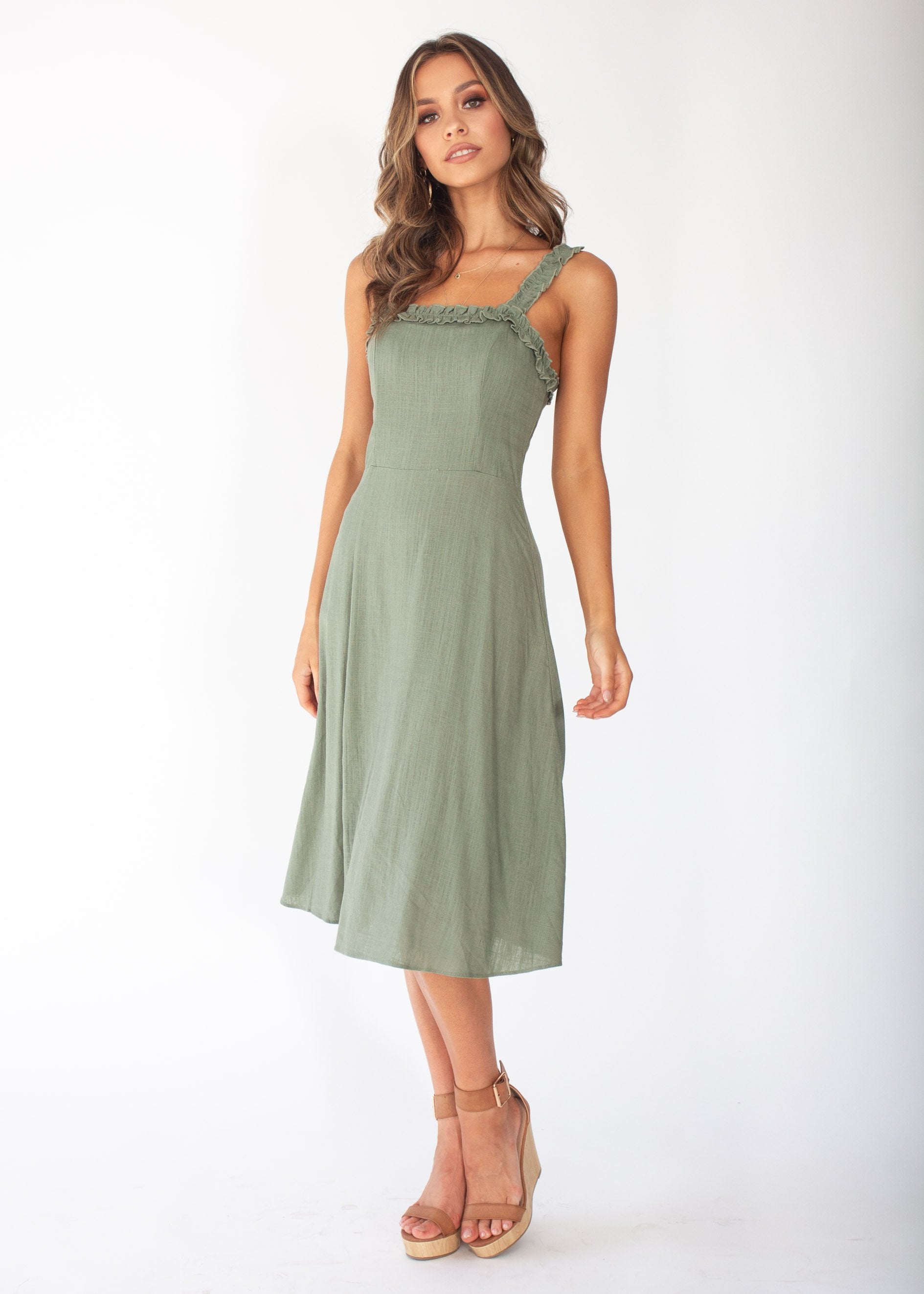 Katia Midi Dress - Khaki