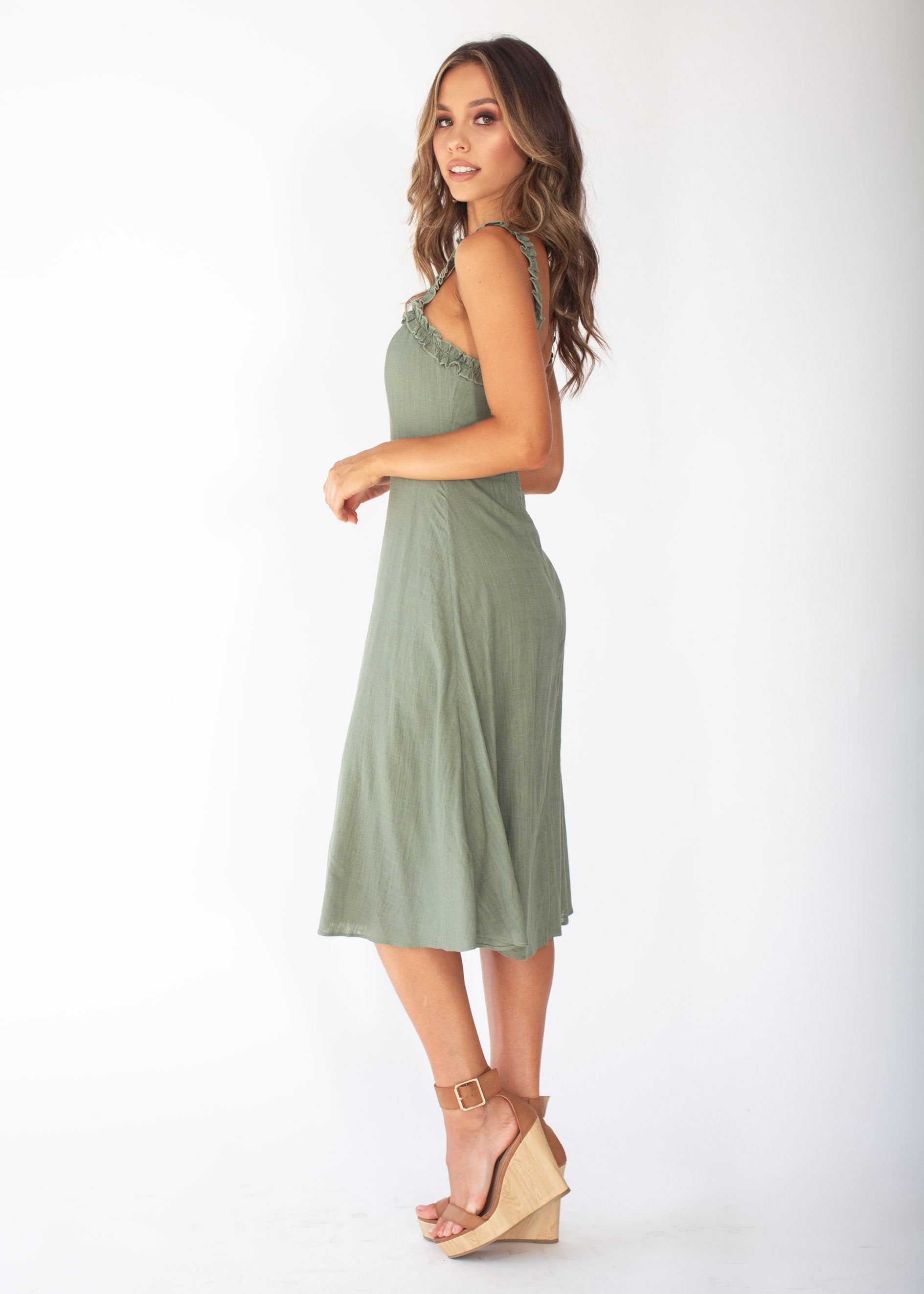 Katia Midi Dress - Khaki