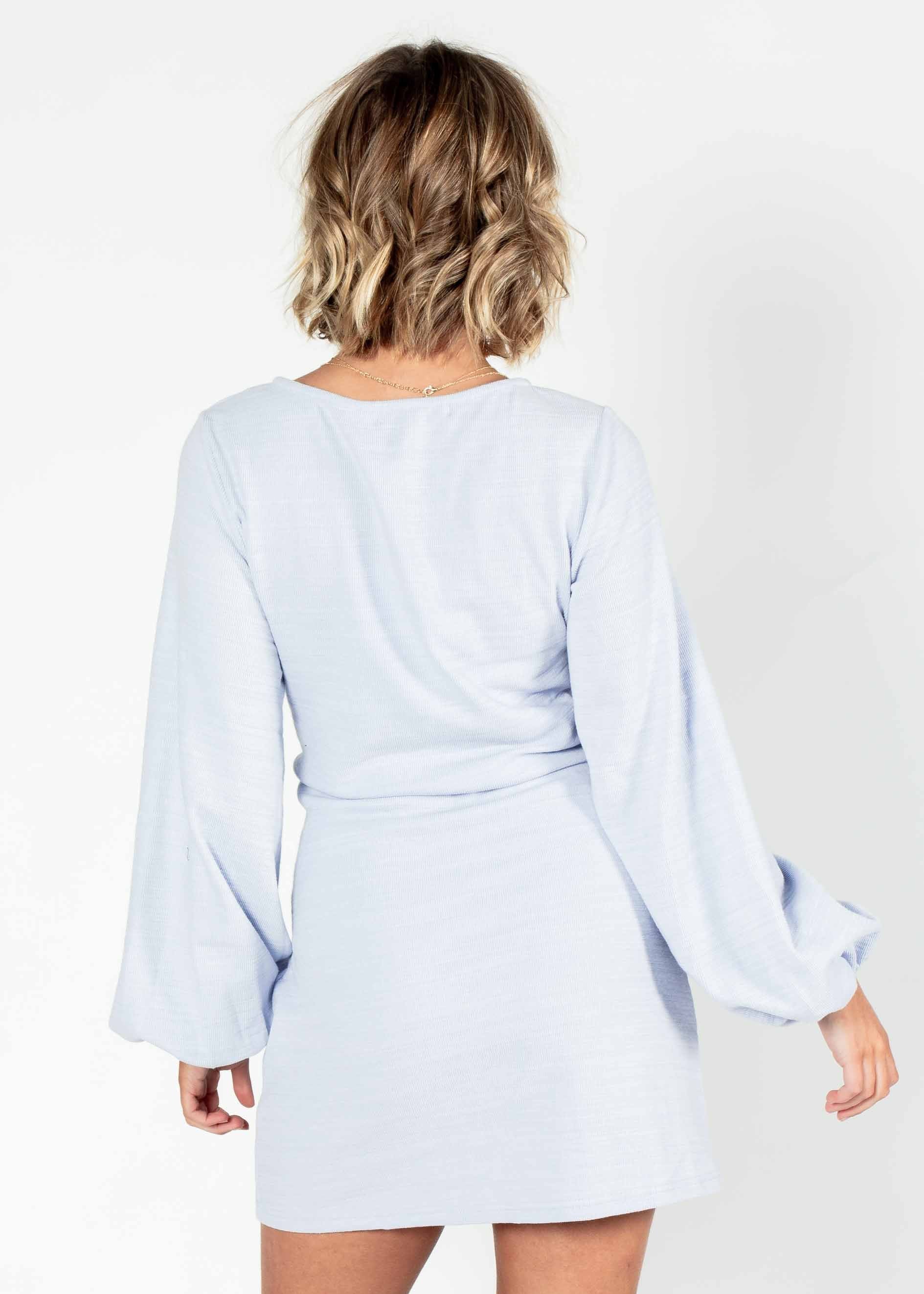 Flashing Lights Knit Dress - Steel Blue