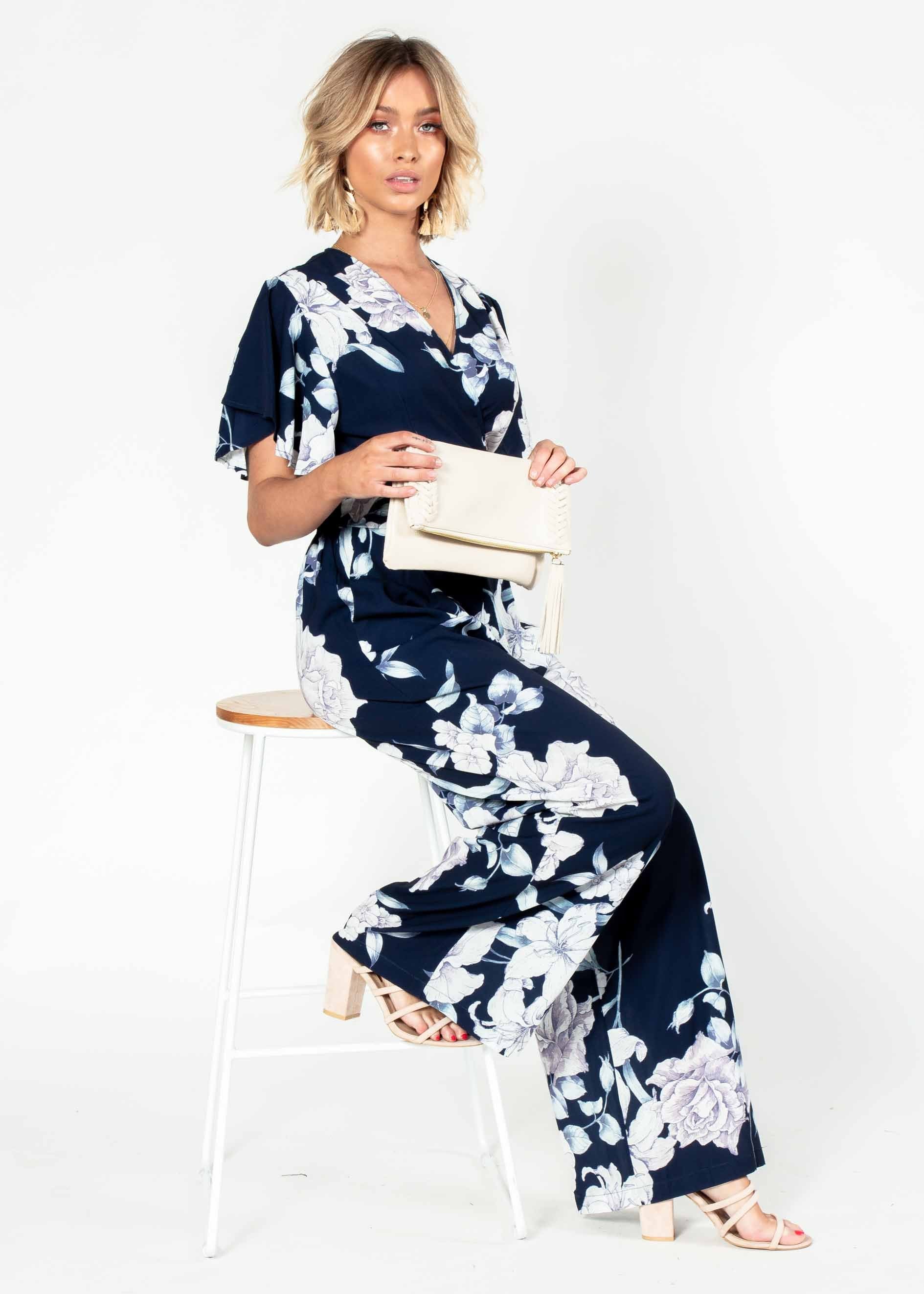 Lead The Way Pantsuit - Navy Floral
