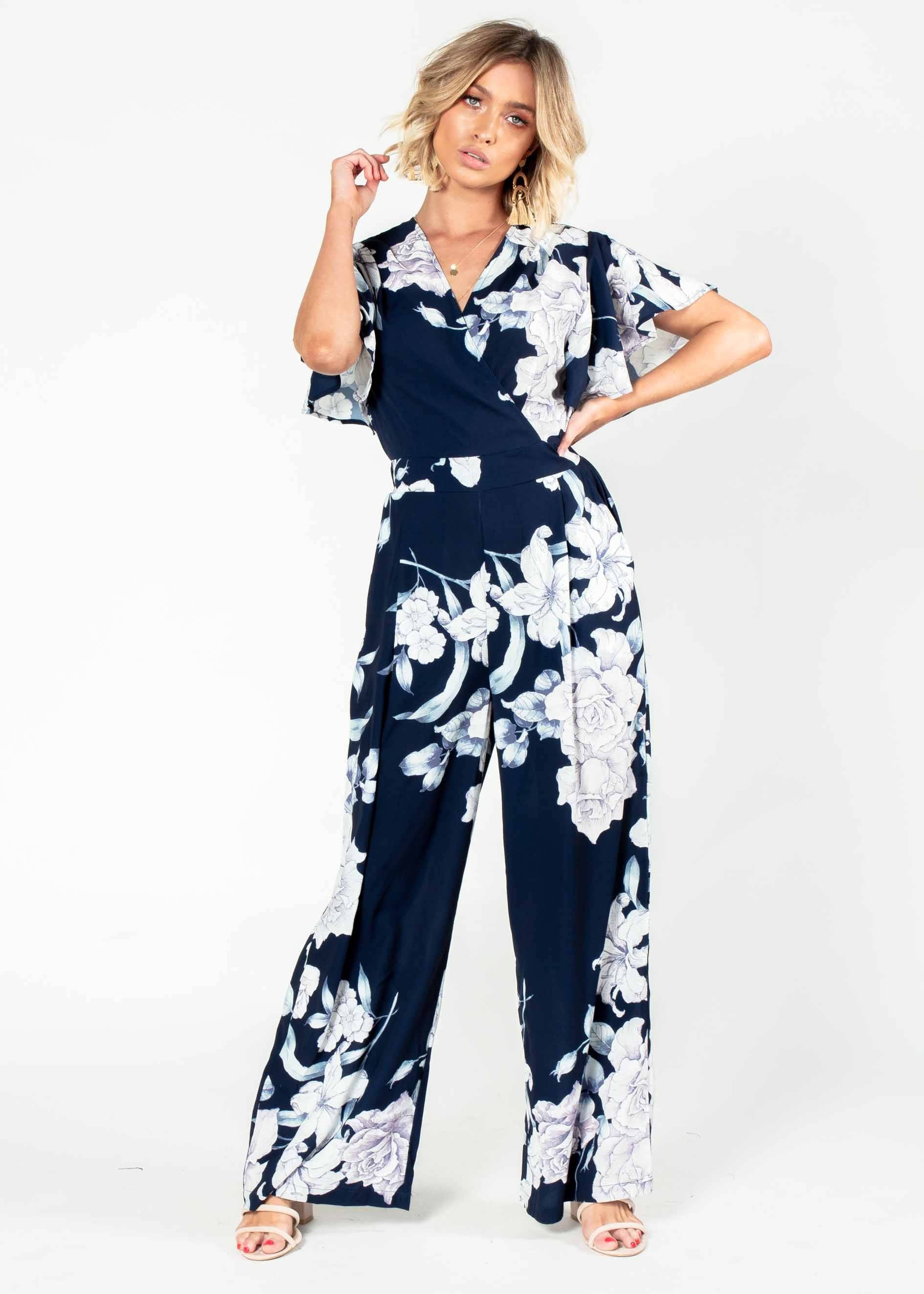 Lead The Way Pantsuit - Navy Floral