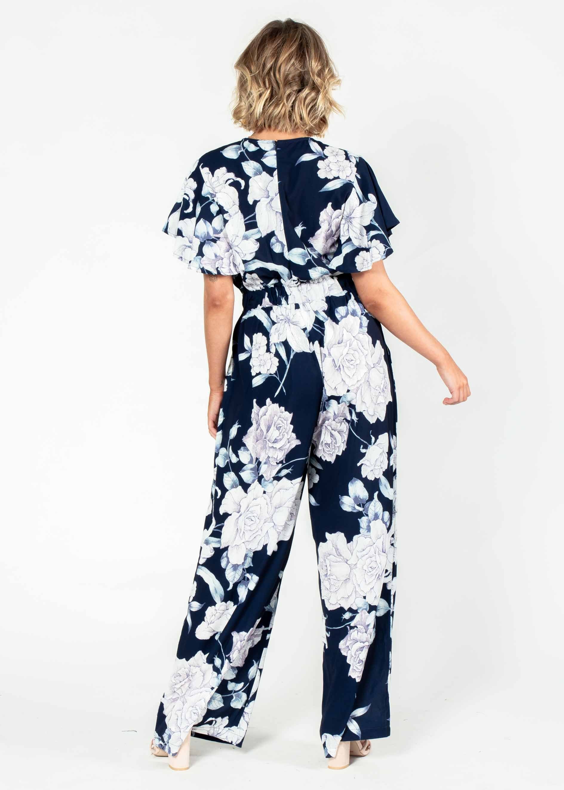 Lead The Way Pantsuit - Navy Floral