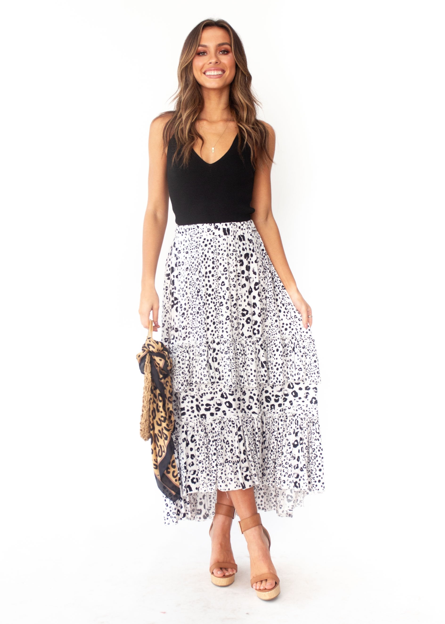 Bridget Maxi Skirt - Snow Leopard Print