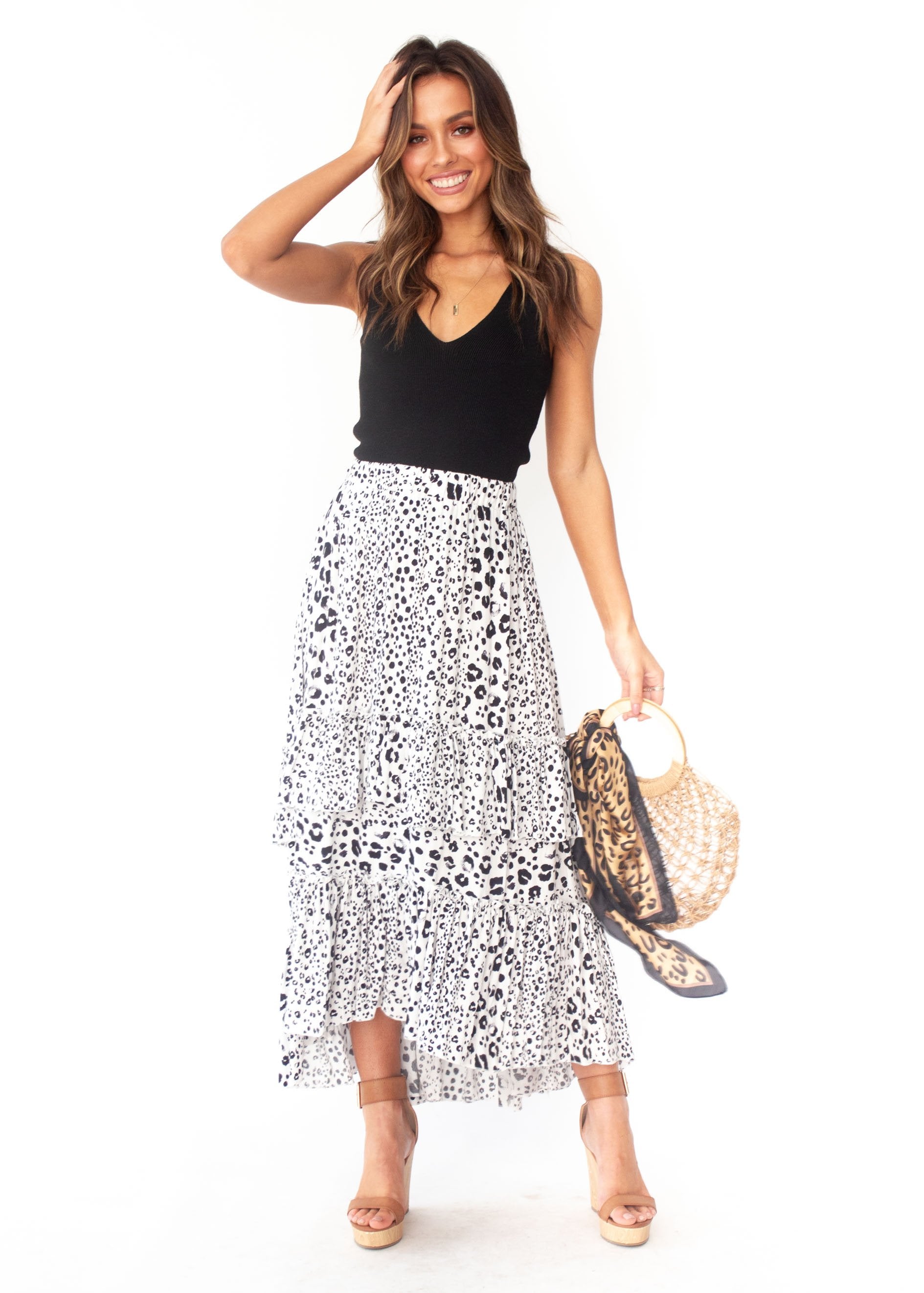 Bridget Maxi Skirt - Snow Leopard