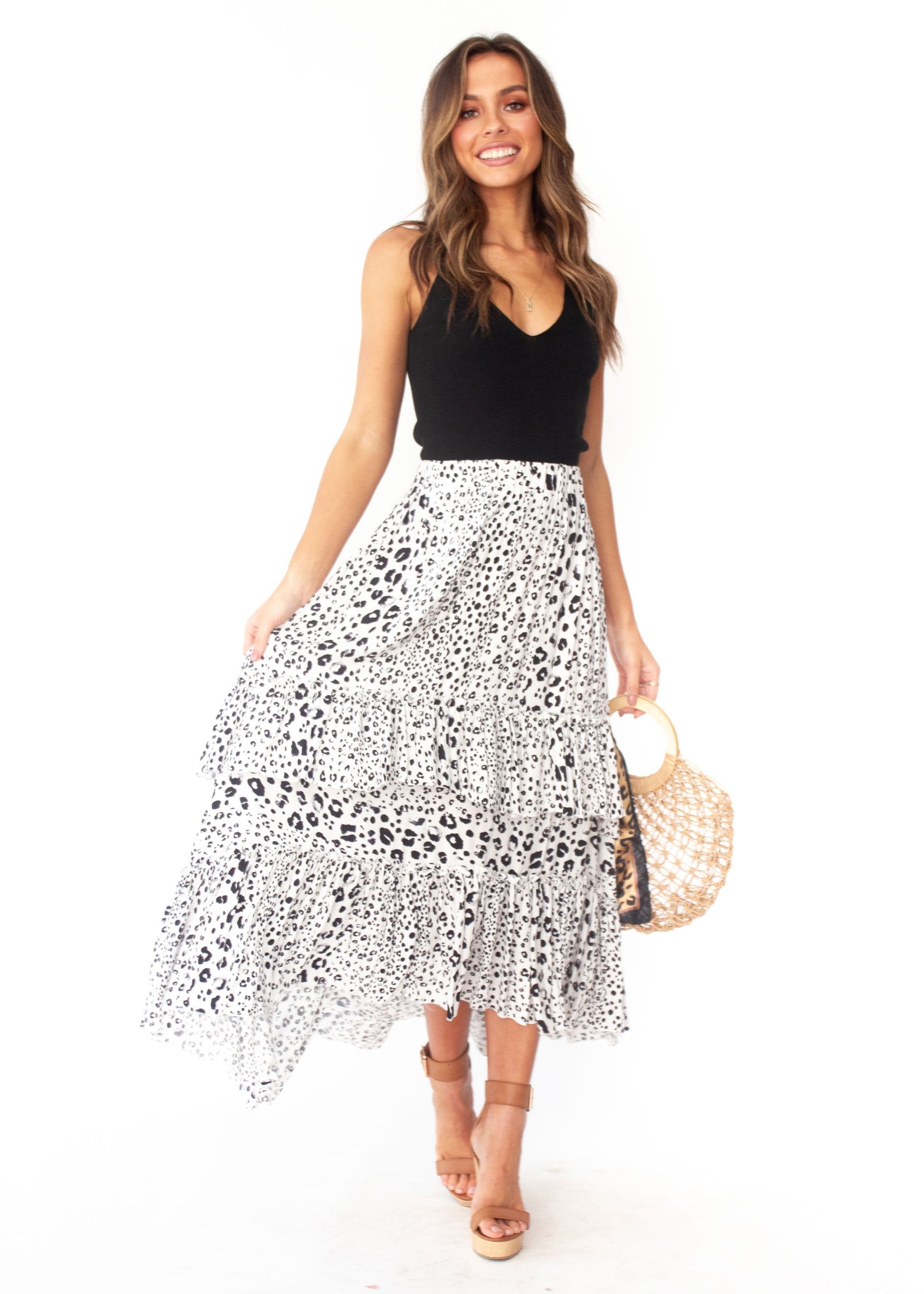 Women's Bridget Maxi Skirt - Snow Leopard Print