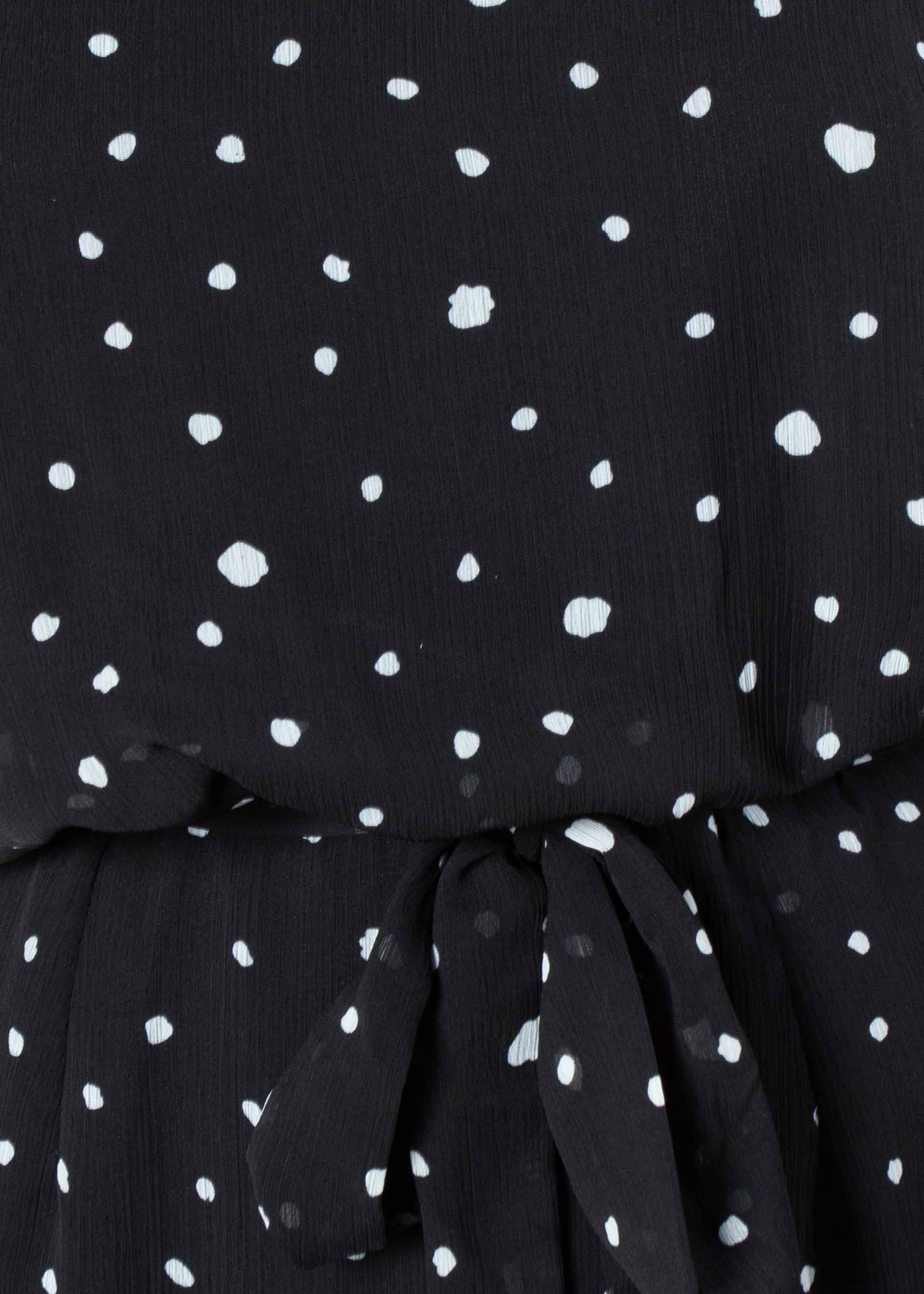 Thalia Dress w/ Tie - Black Spot