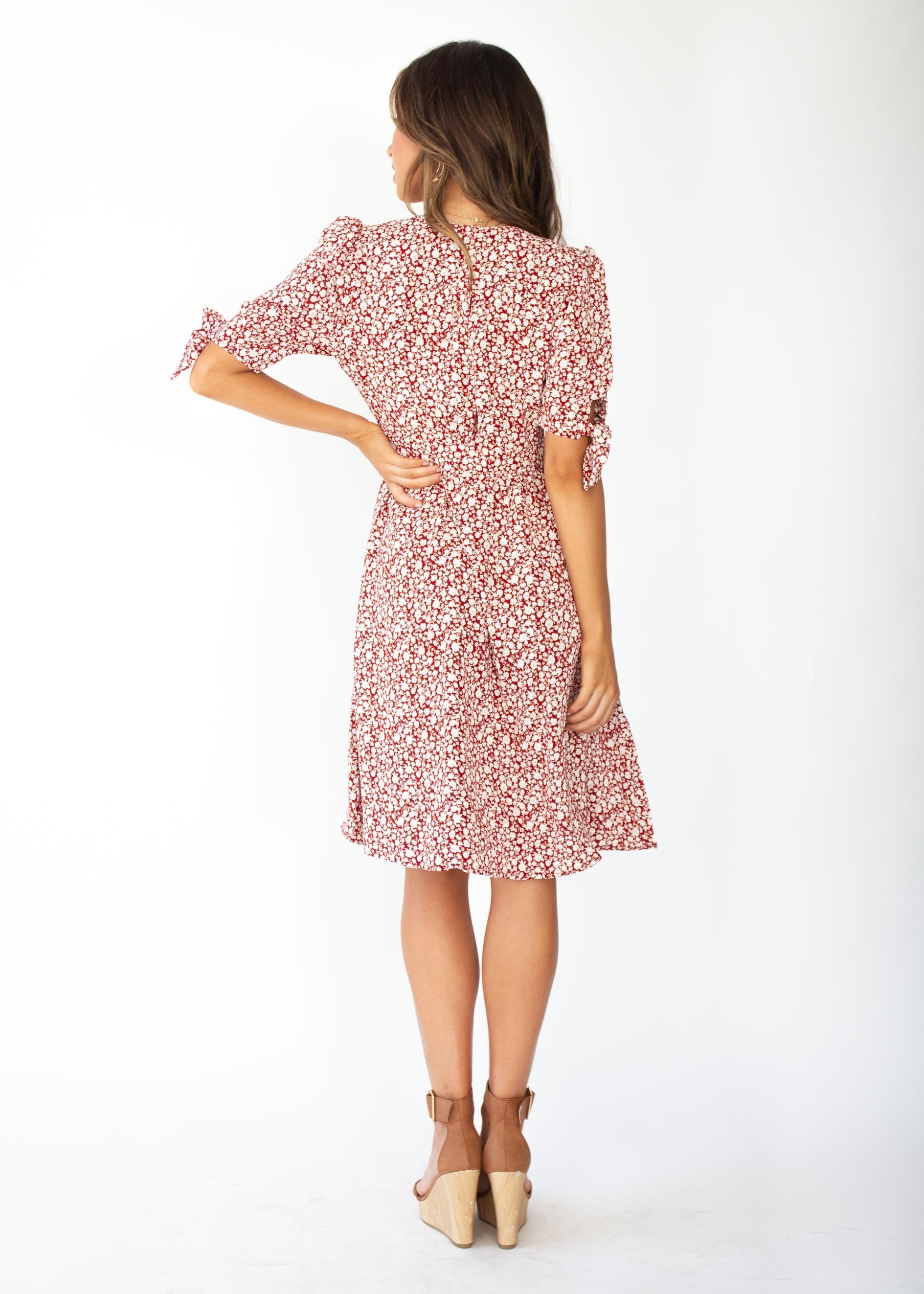 Mariposa Midi Dress - Red Floral