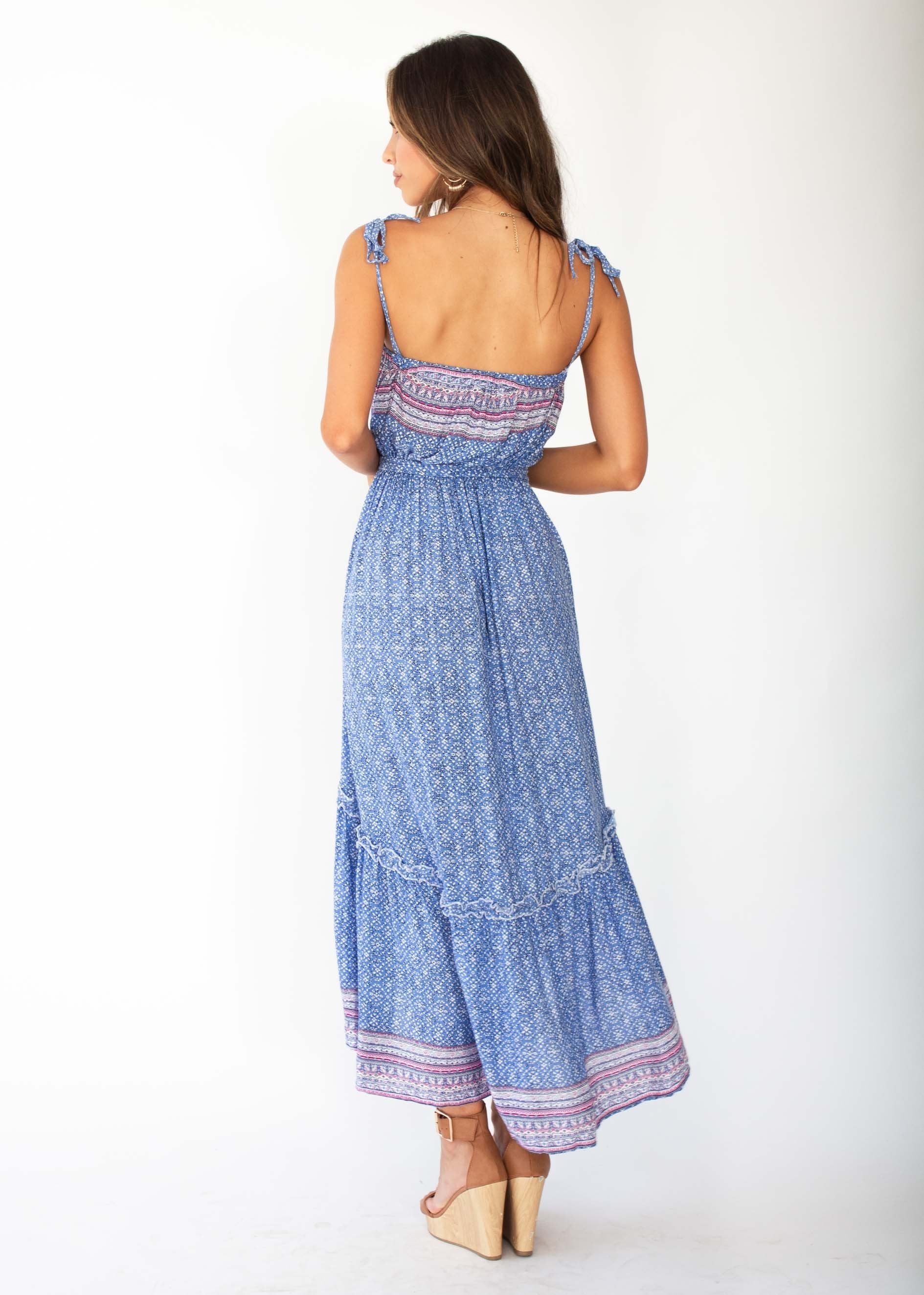 Beronia Hi-Lo Maxi Dress - Blue Speck