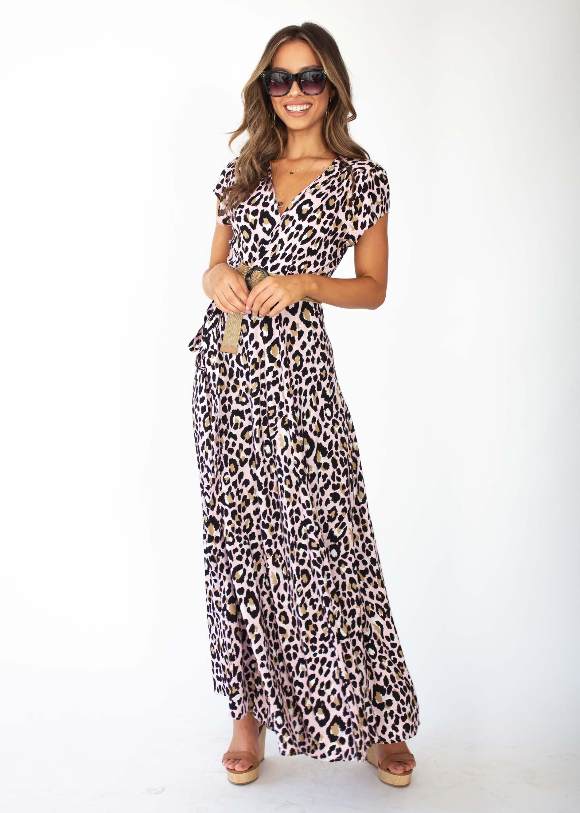 That Thing Wrap Maxi Dress - Blush Leopard