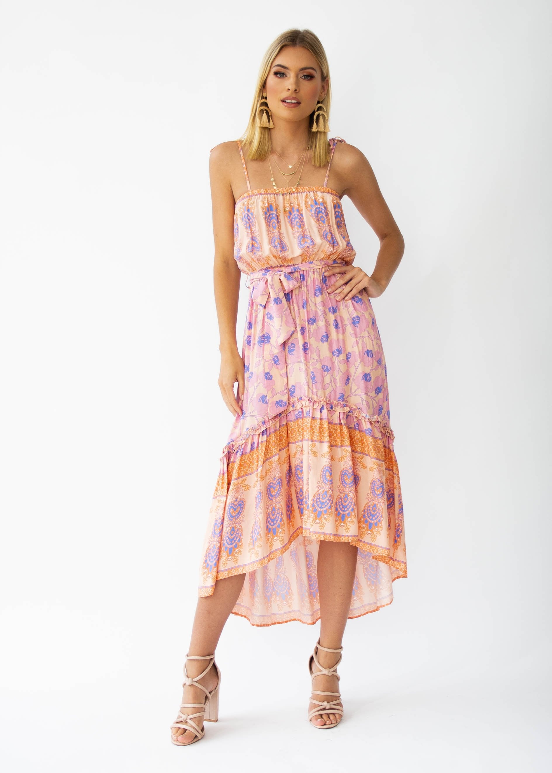Nathalia Hi-Lo Midi Dress - Malibu
