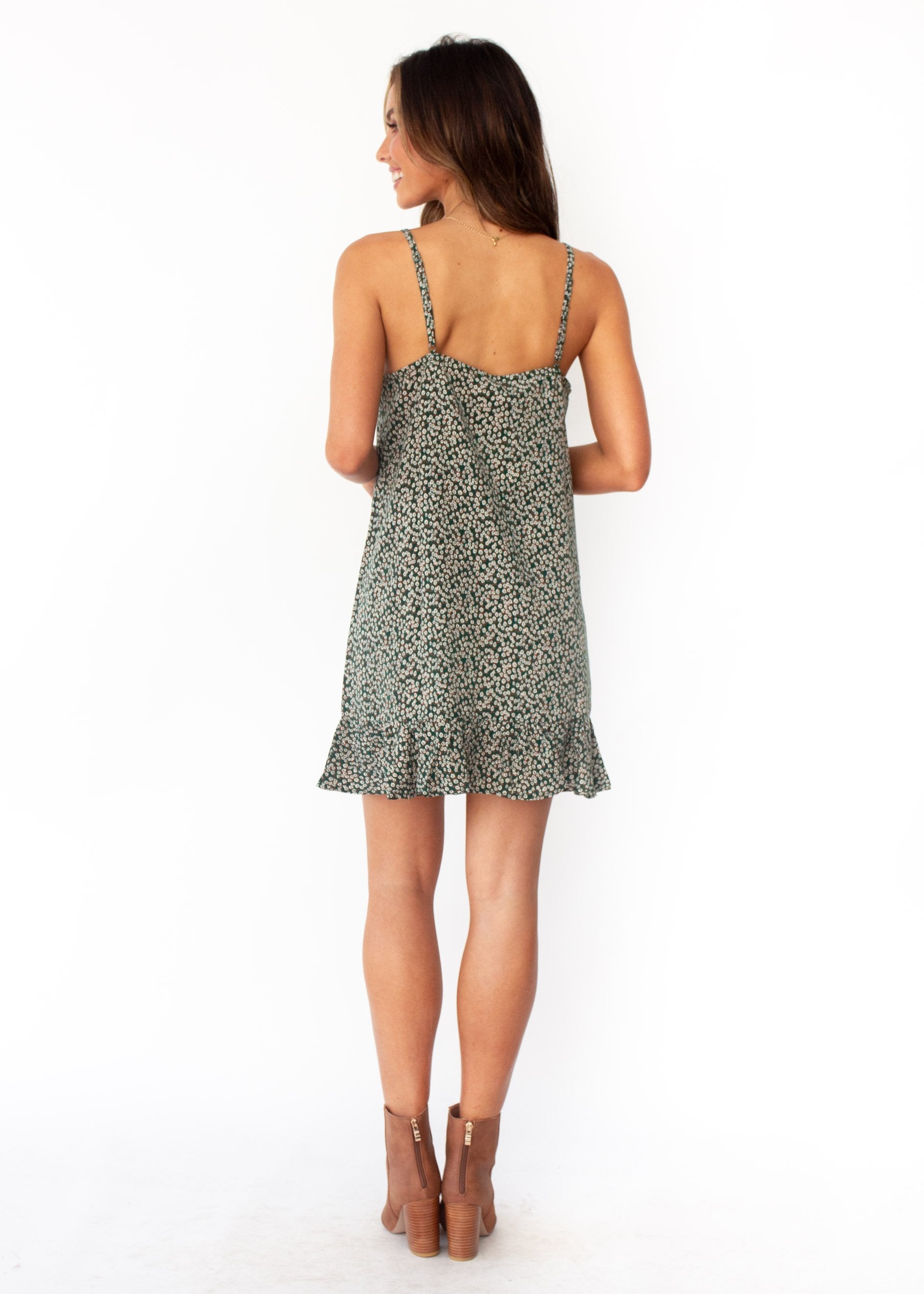 Caterina Swing Dress - Green Floral