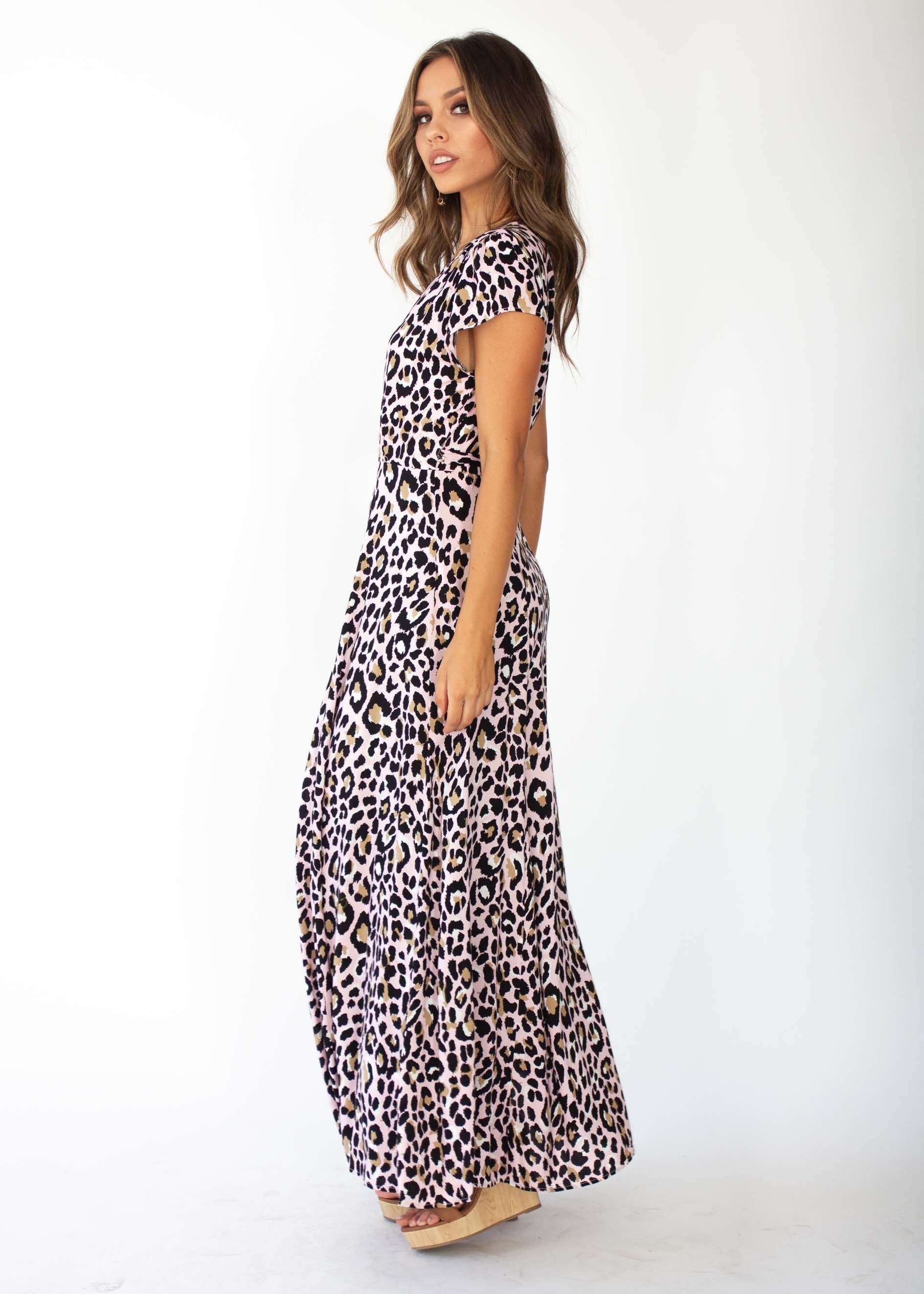That Thing Wrap Maxi Dress - Blush Leopard