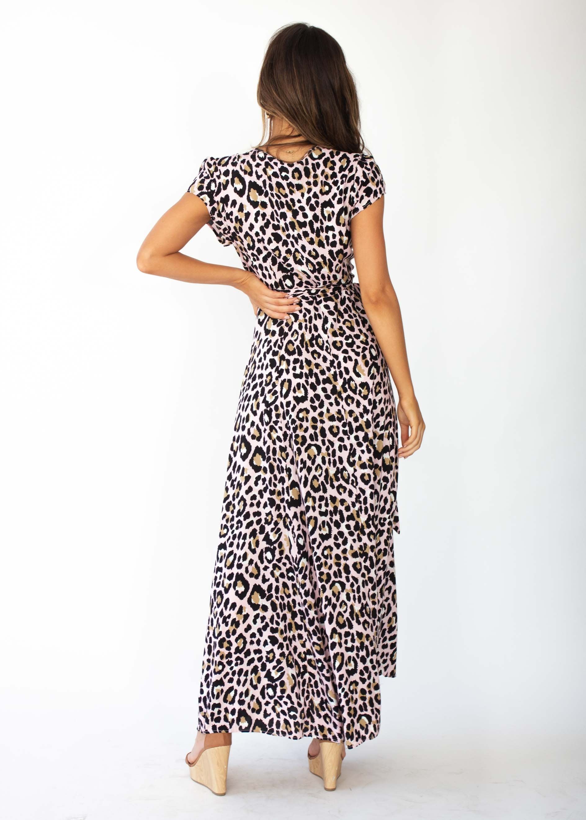 That Thing Wrap Maxi Dress - Blush Leopard