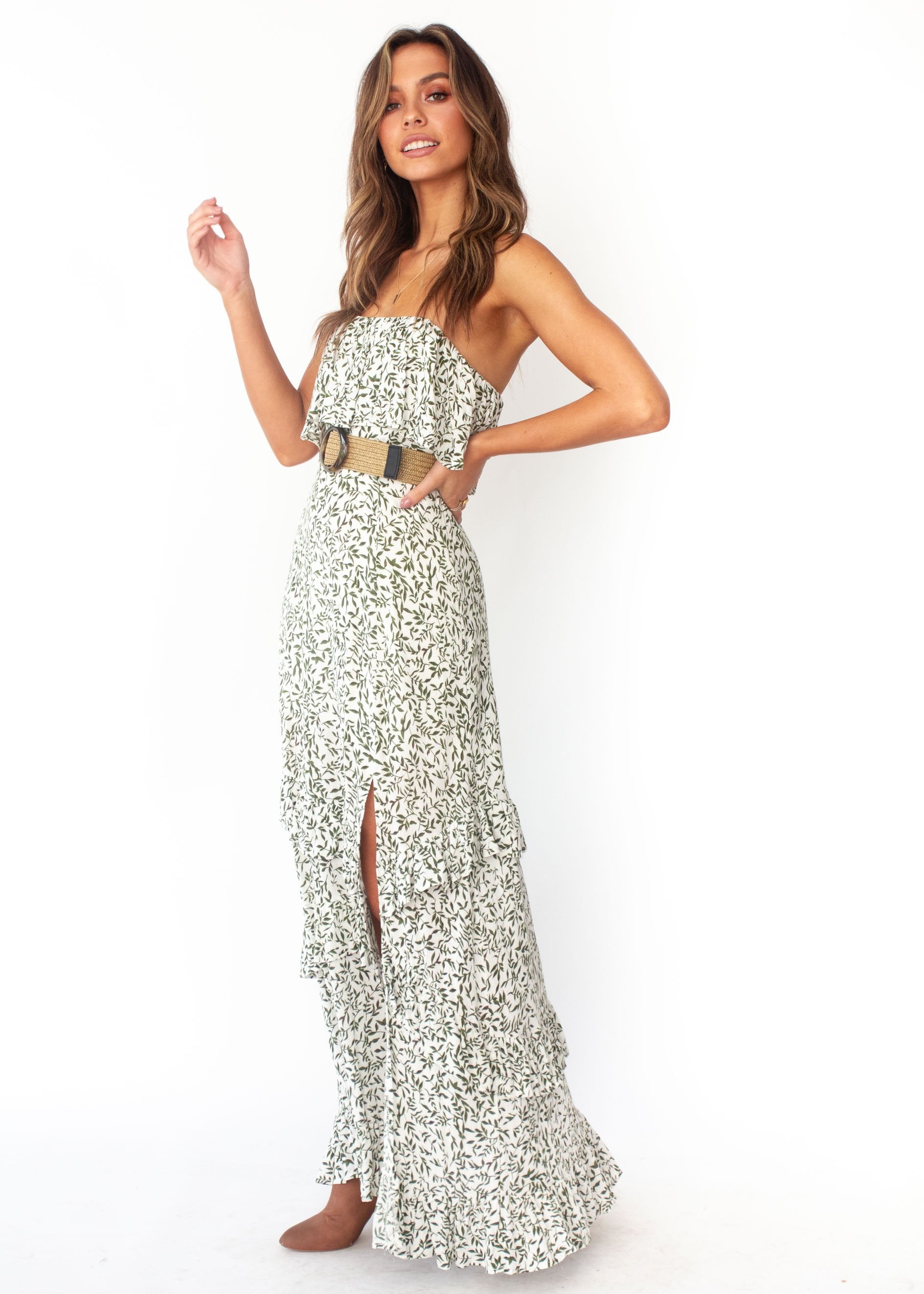 Bexley Strapless Maxi Dress - White Vine