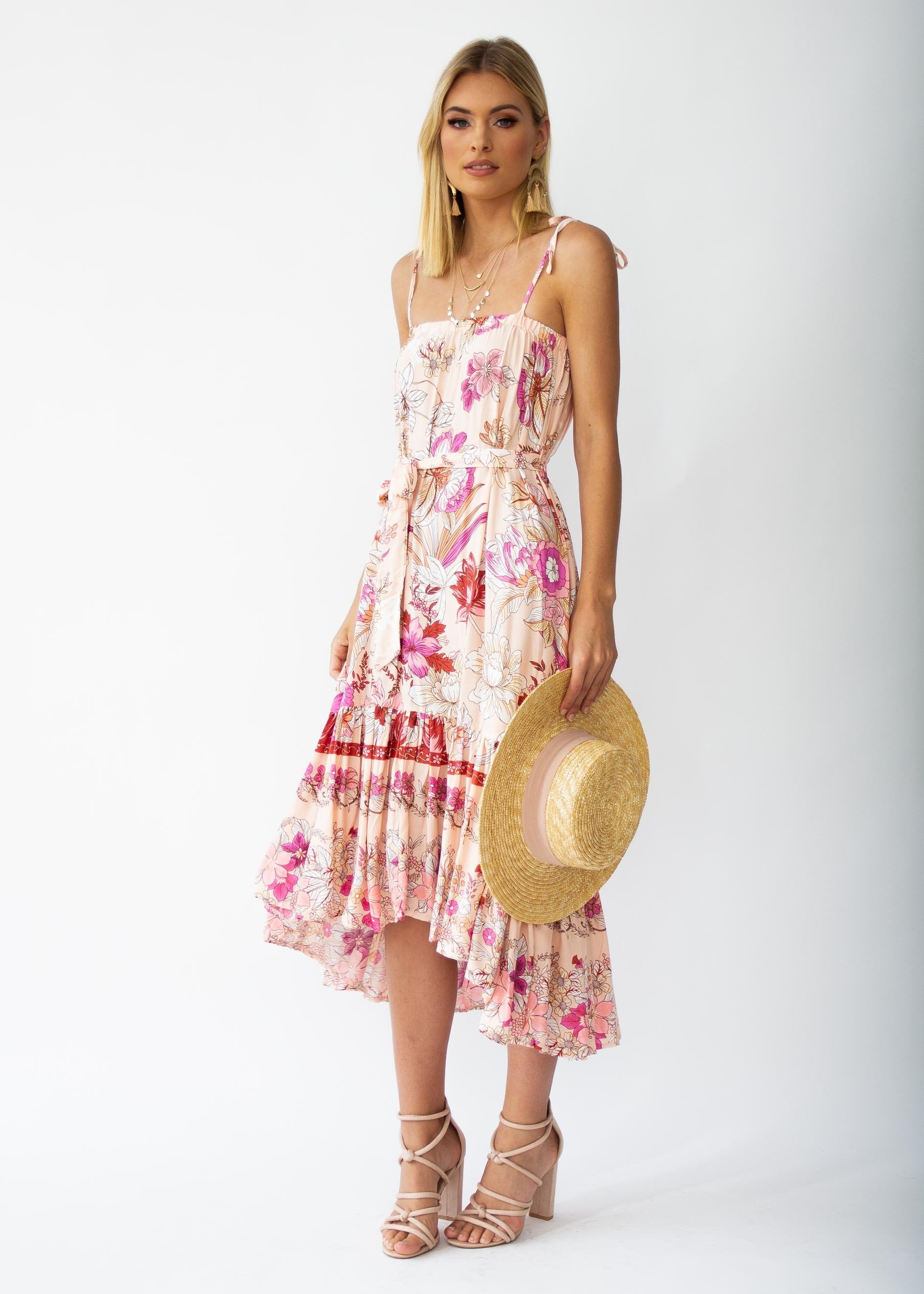 Say My Name Midi Dress - Soft Peach Floral