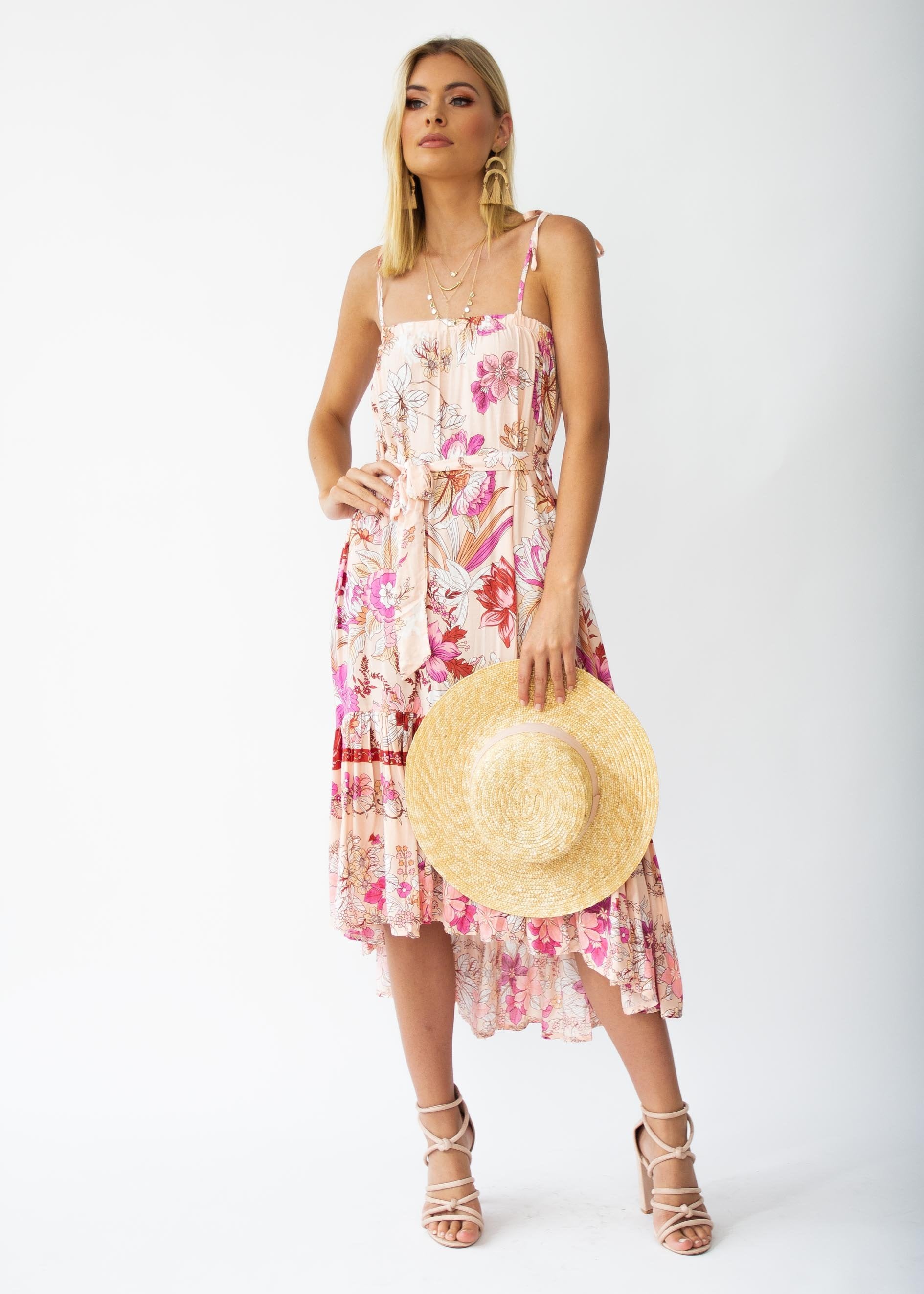 Say My Name Midi Dress - Soft Peach Floral