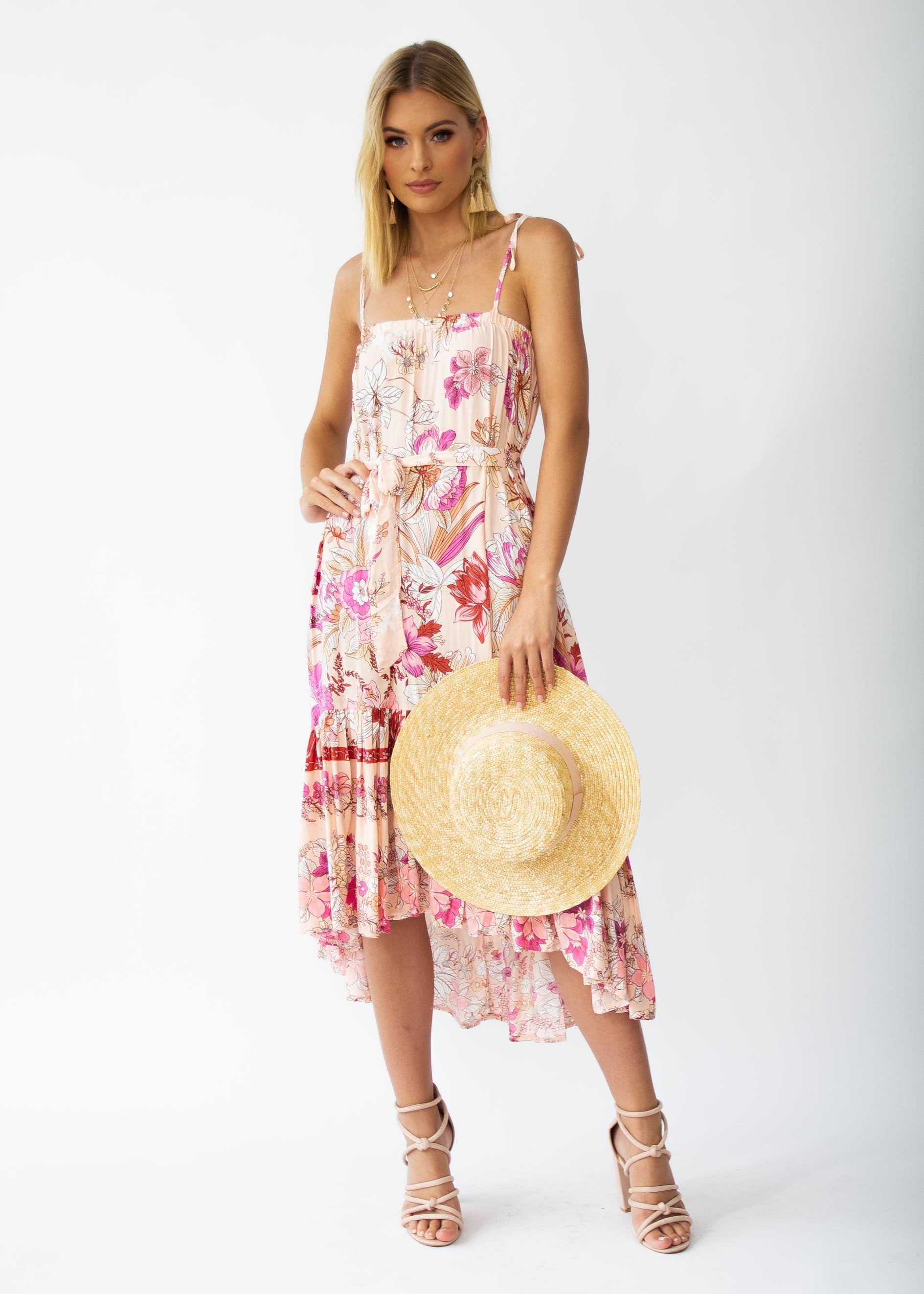 Say My Name Midi Dress - Soft Peach Floral