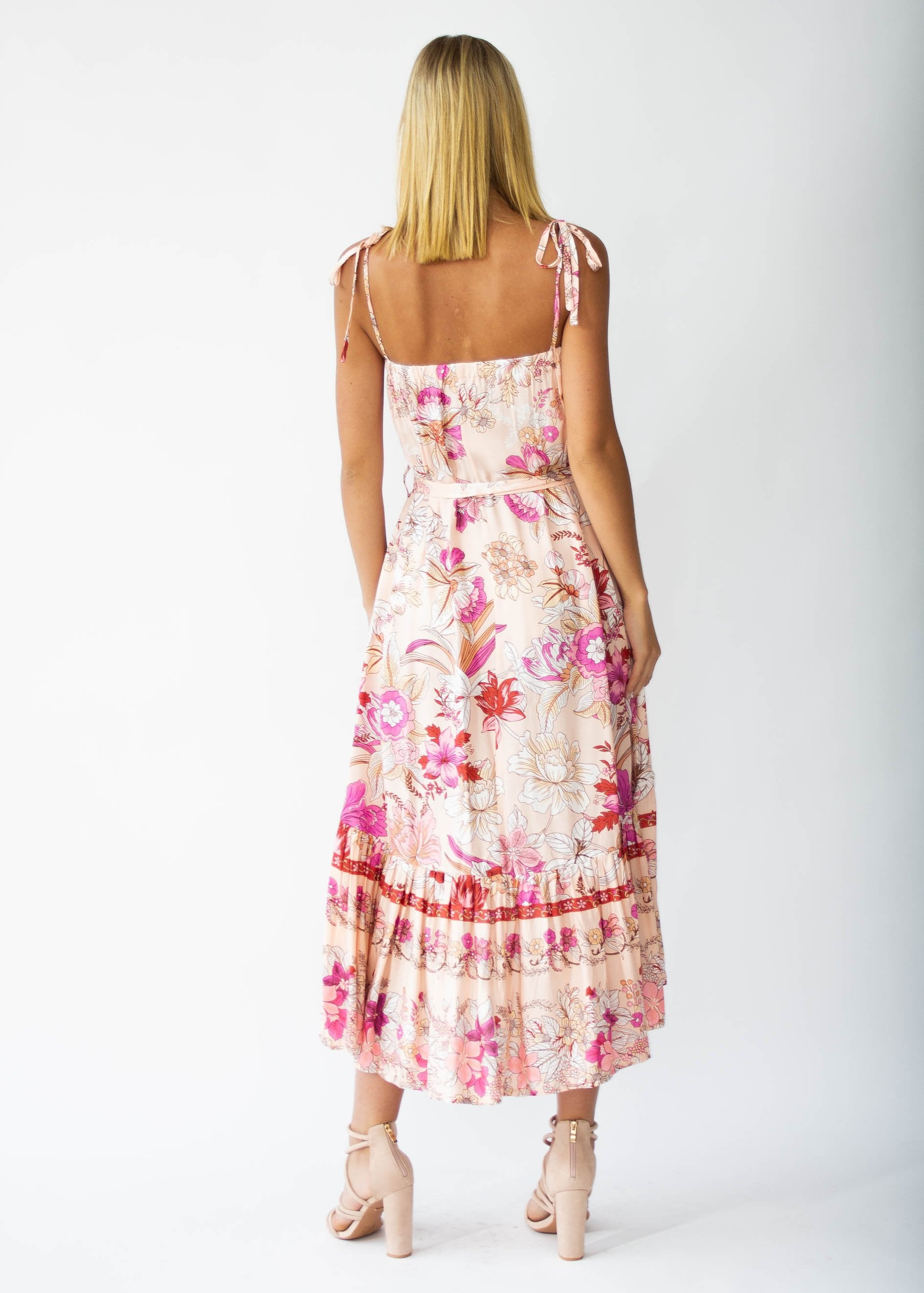 Say My Name Midi Dress - Soft Peach Floral