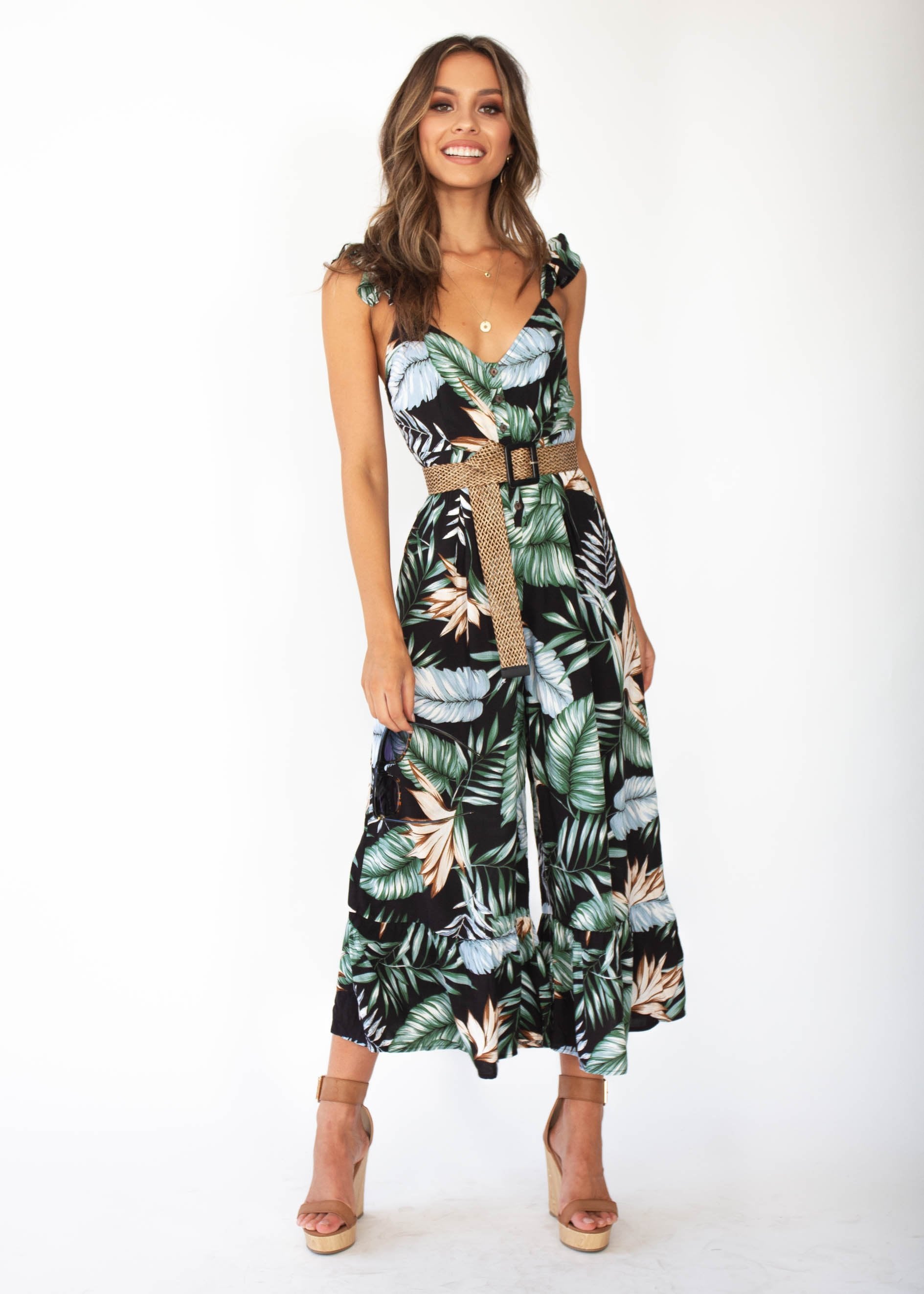 End Of Time Pantsuit - Black Palm