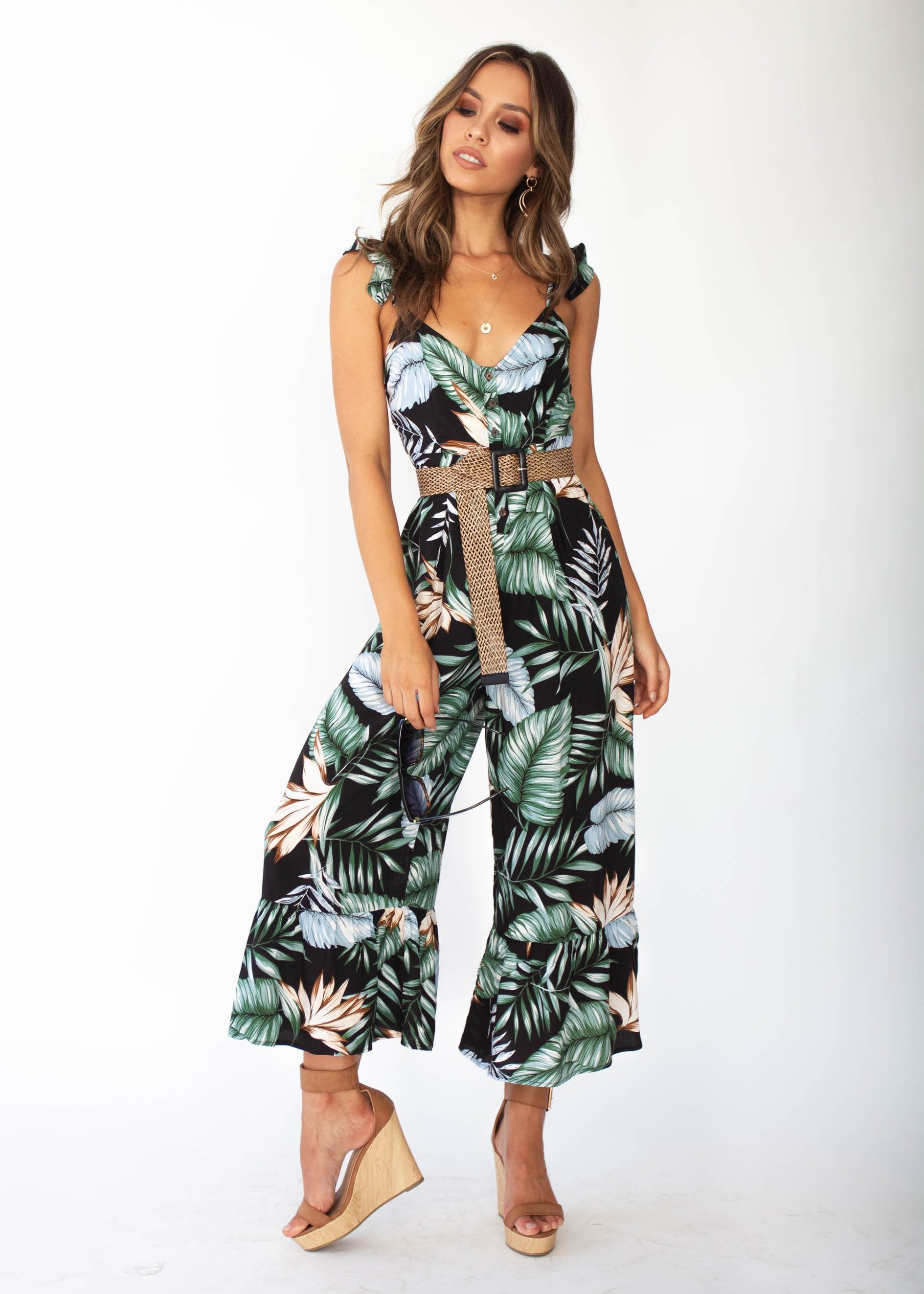 End Of Time Pantsuit - Black Palm