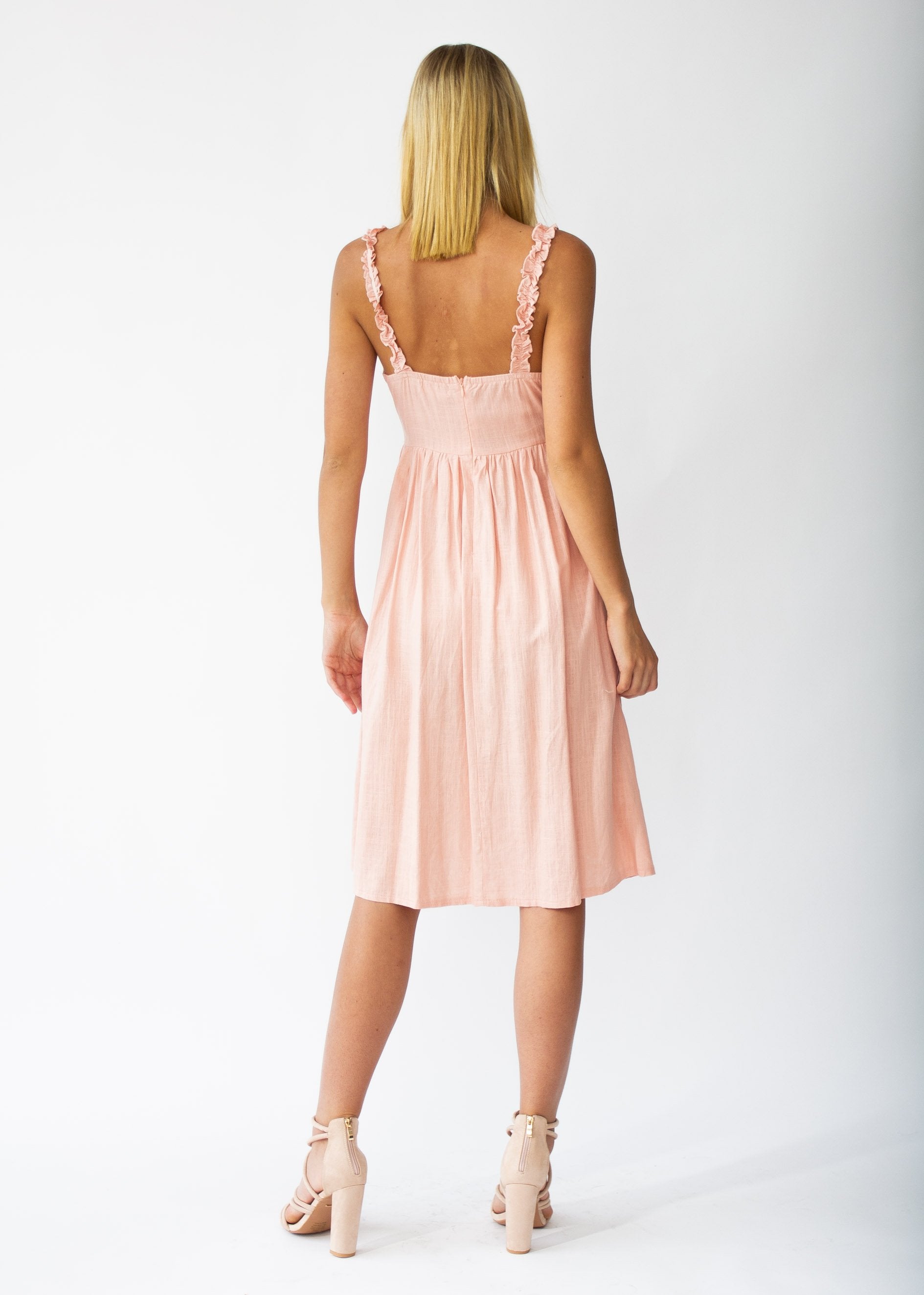 Alara Linen Midi Dress - Dusty Peach