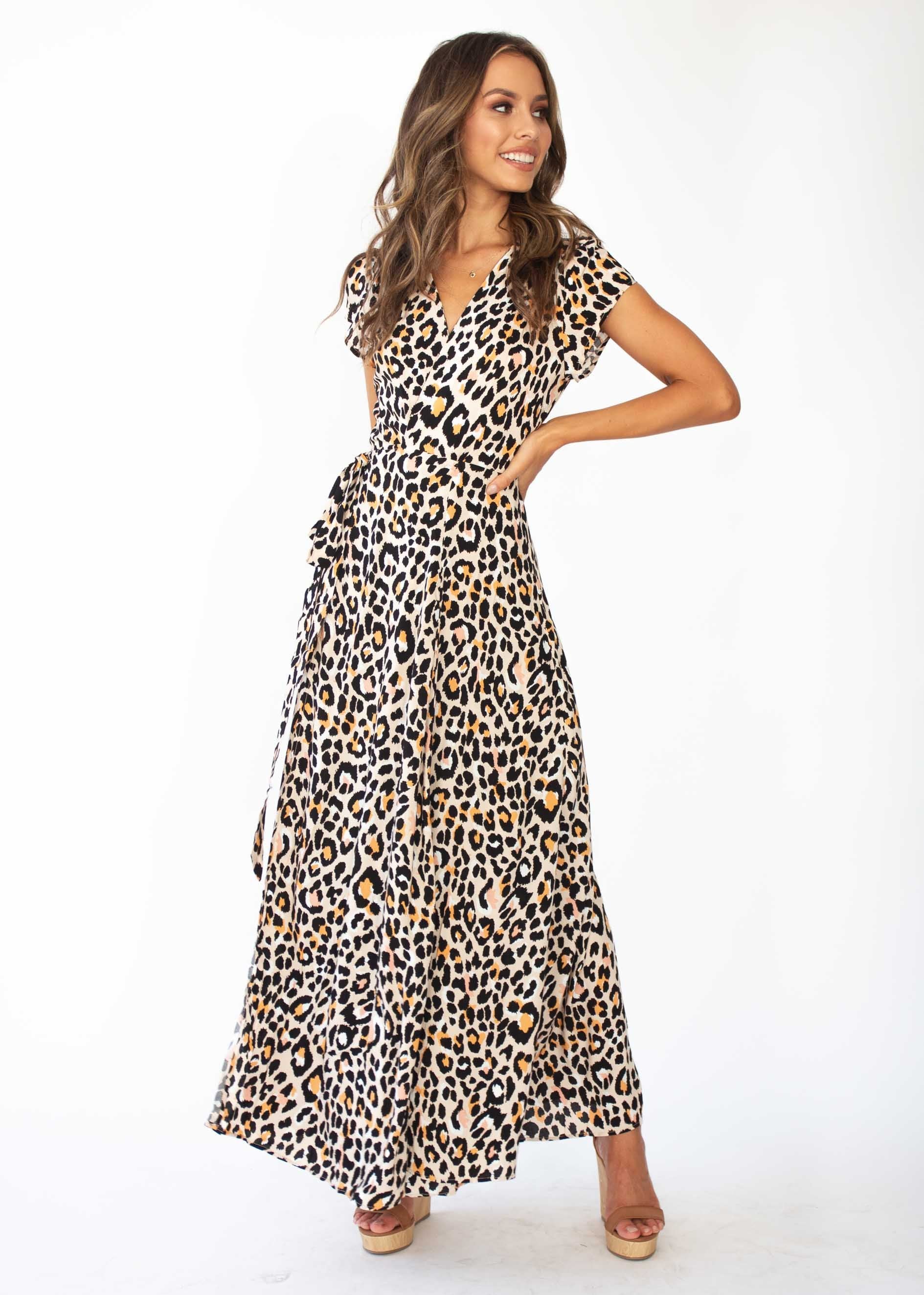 Women's That Thing Wrap Maxi Dress - Nude Leopard