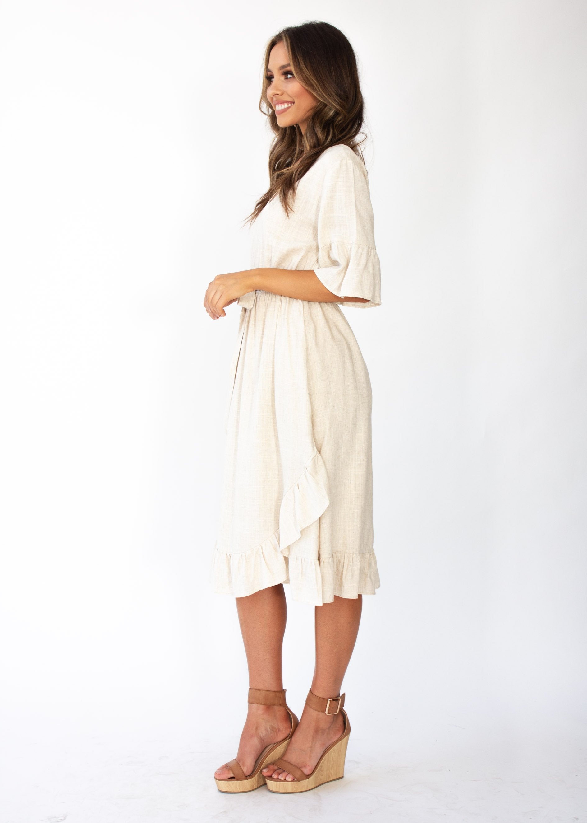 Kalia Linen Midi Dress - Natural