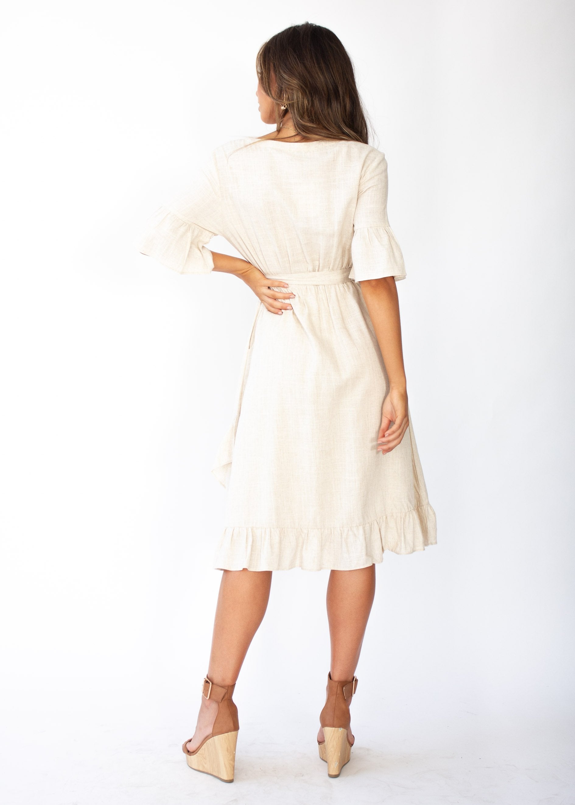 Kalia Linen Midi Dress - Natural