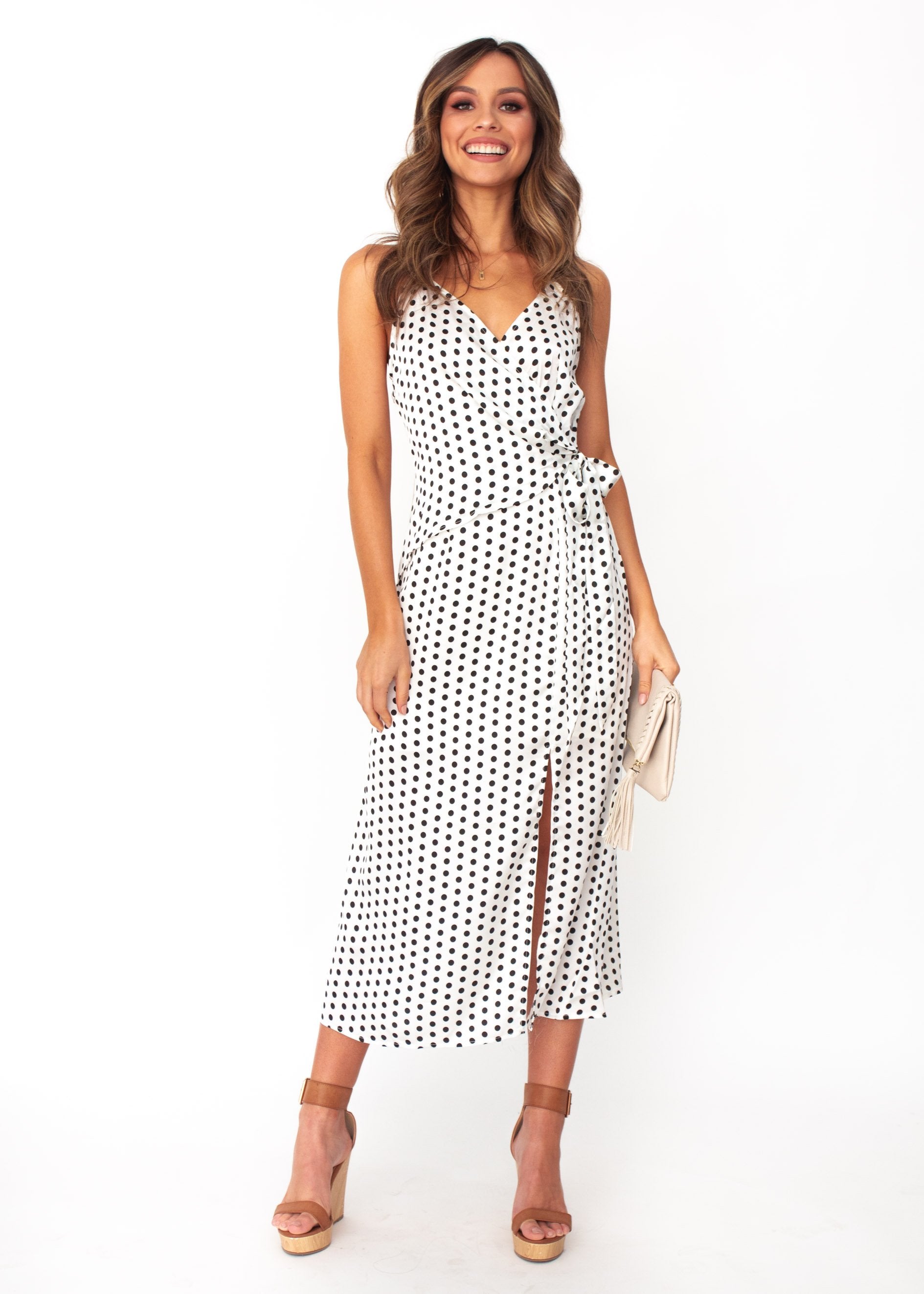 No Ordinary Love Midi Dress - White Polka