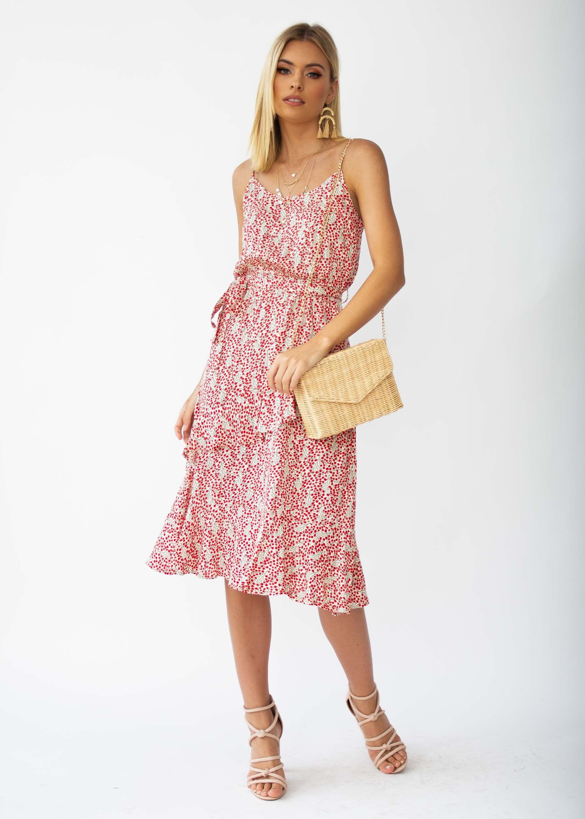 Lost In Japan Midi Dress - Cherry Blossom