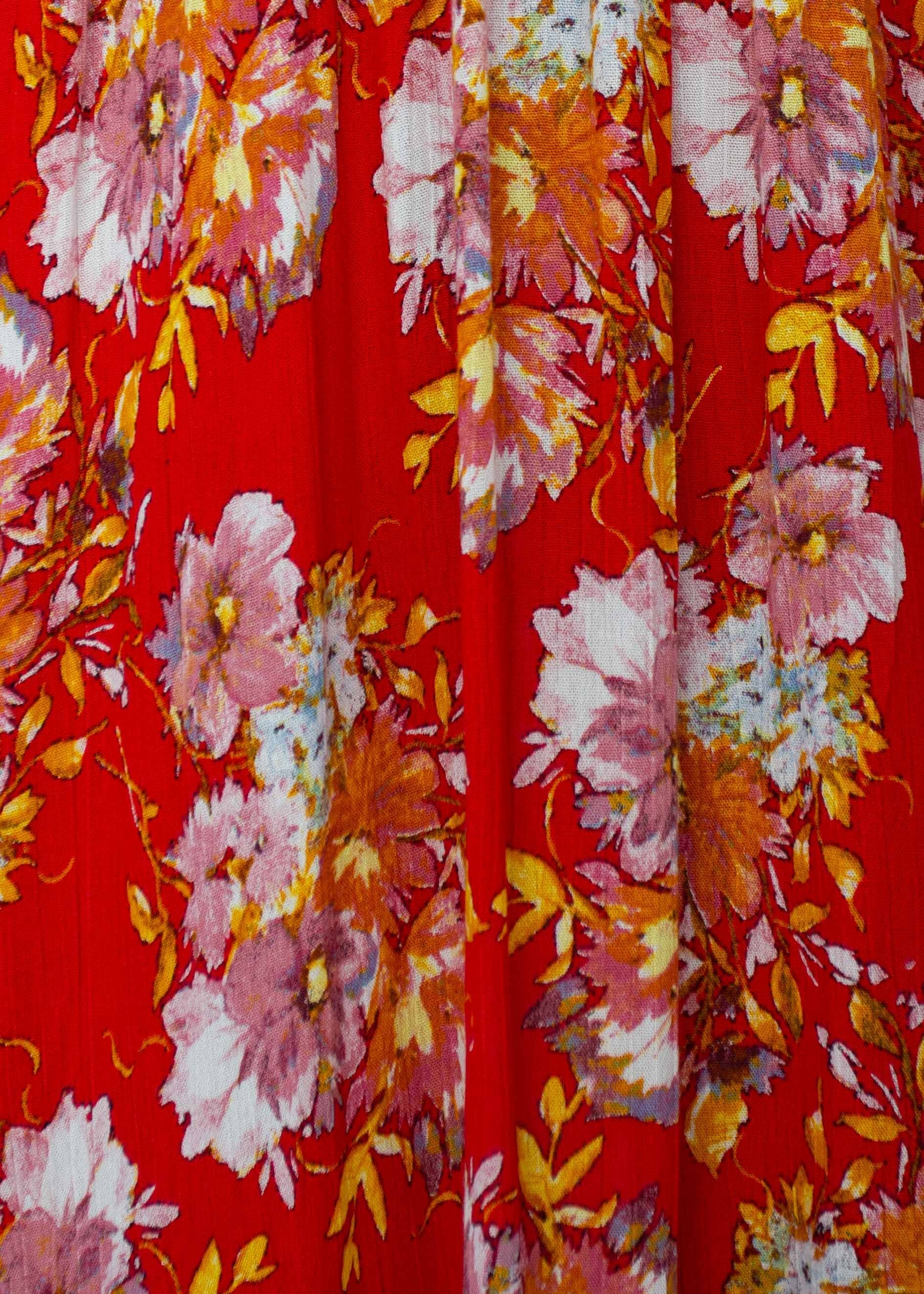 Mabel Tie Maxi Dress - Red Floral