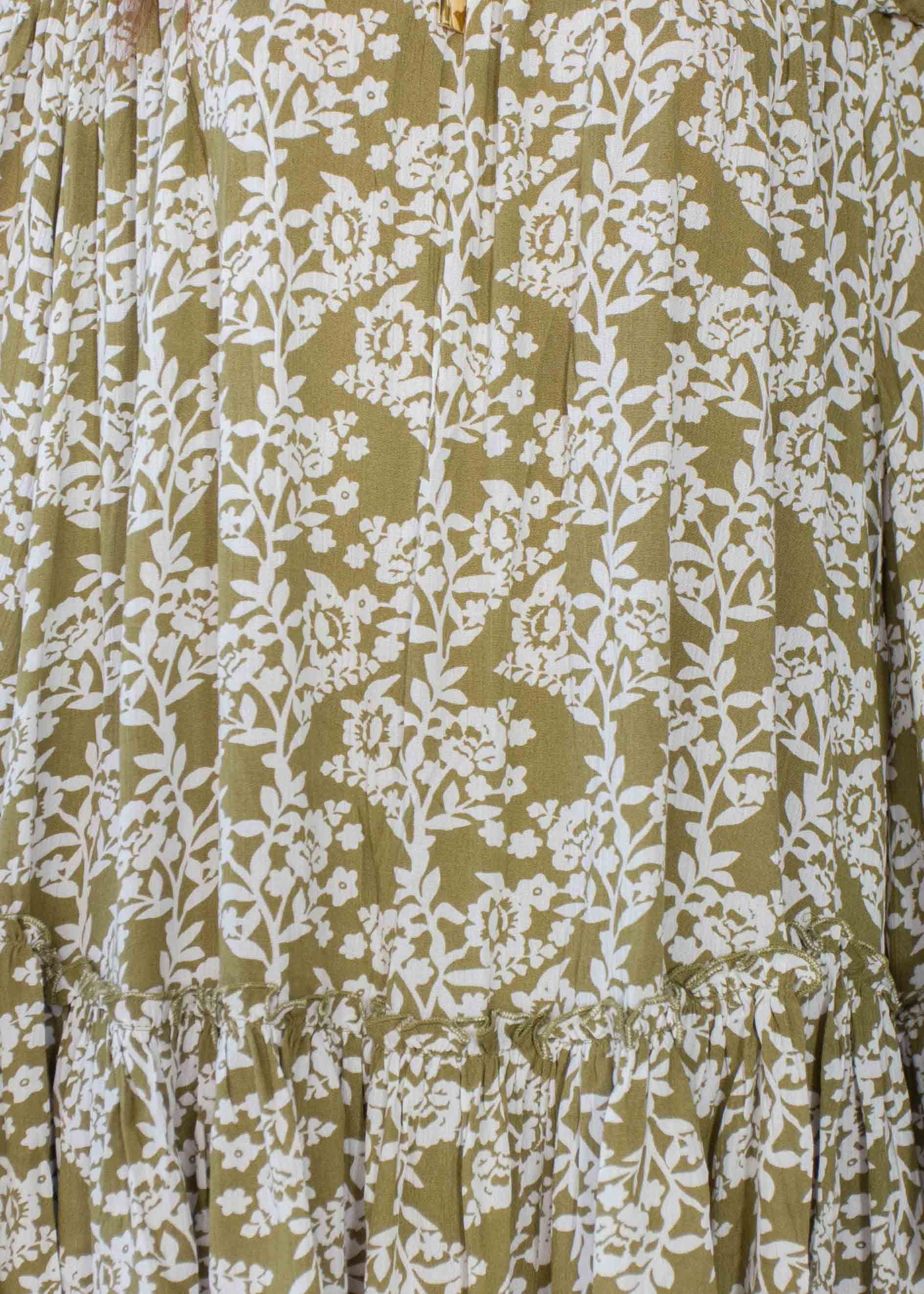 Gracie Off Shoulder Dress - Khaki Floral