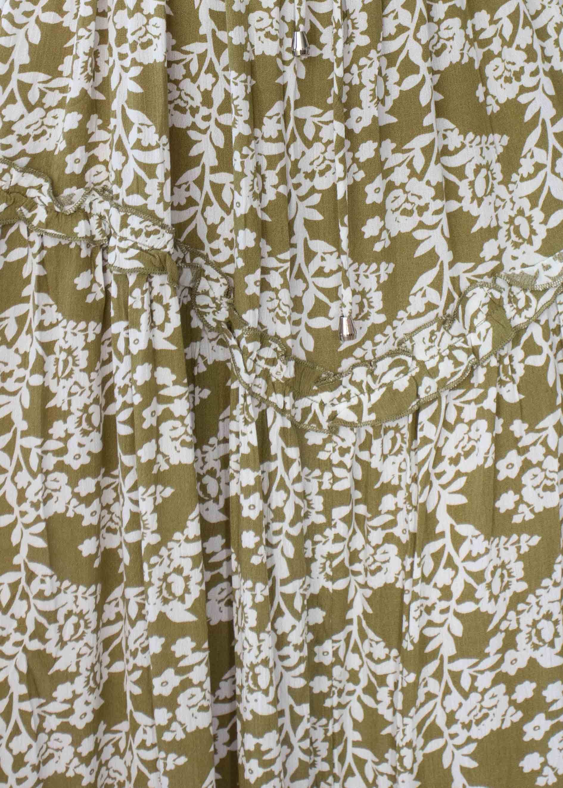 Sweet Disposition Midi Dress - Khaki Floral