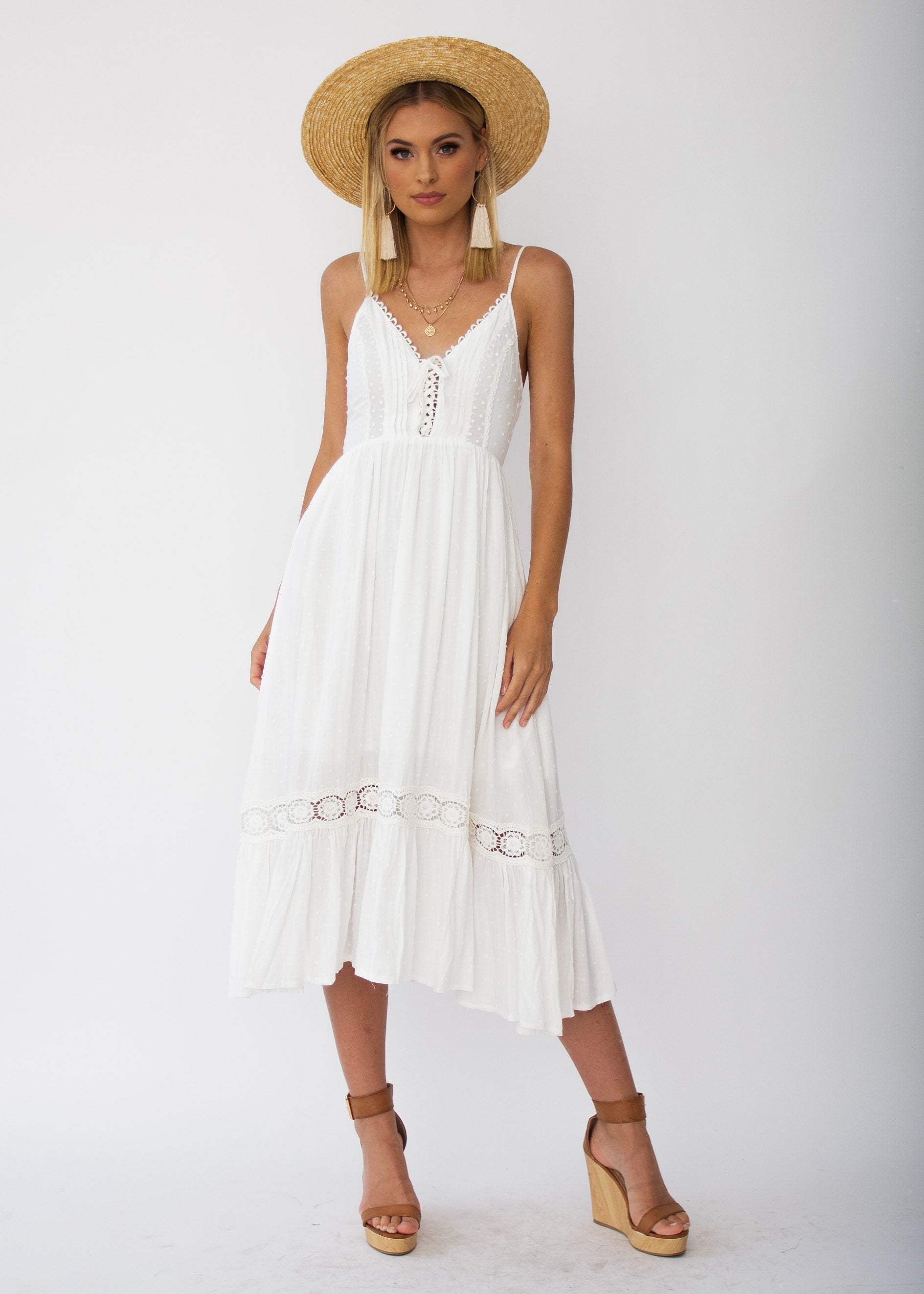Nightingale Midi Dress - White