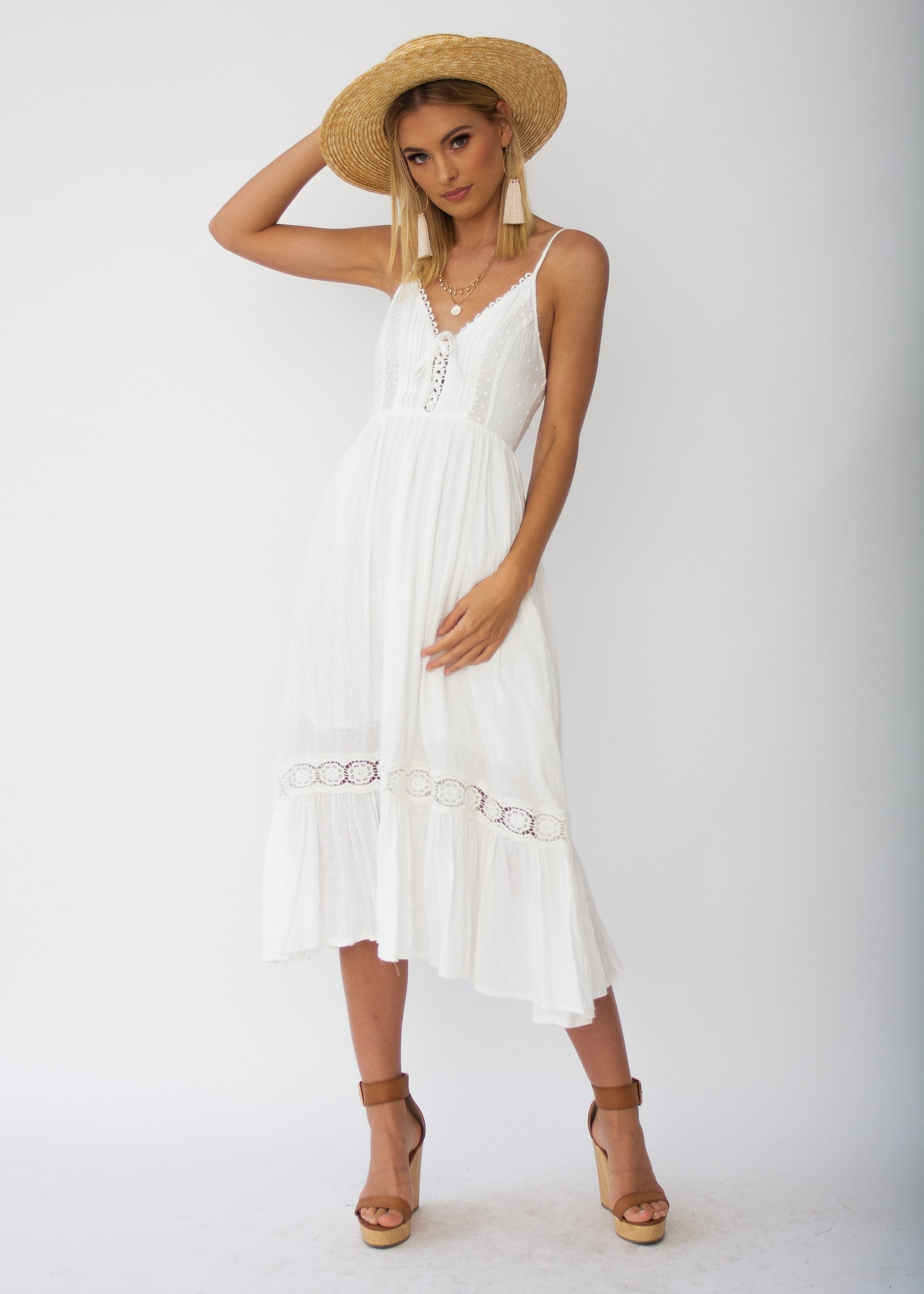 Nightingale Midi Dress - White