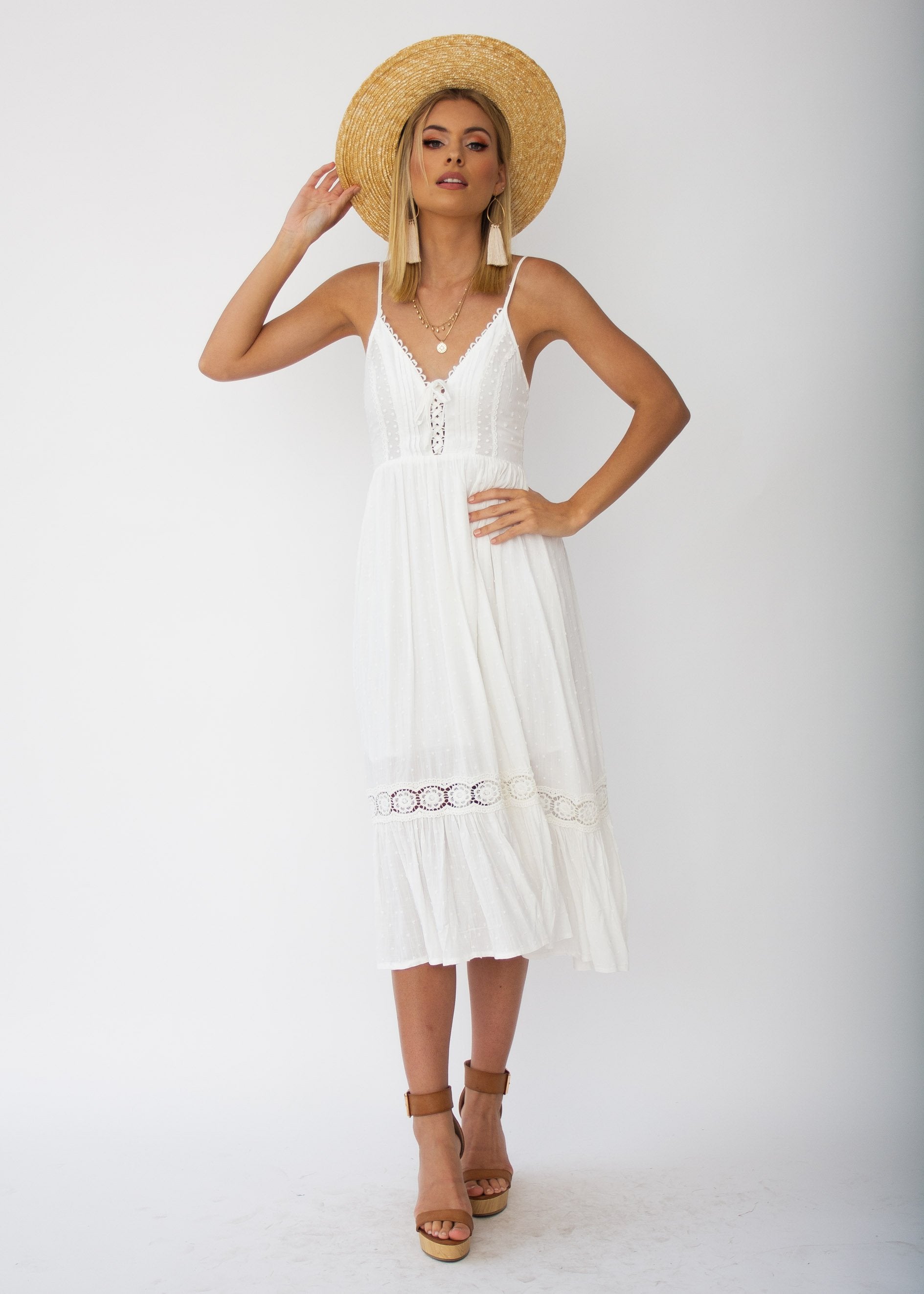 Nightingale Midi Dress - White