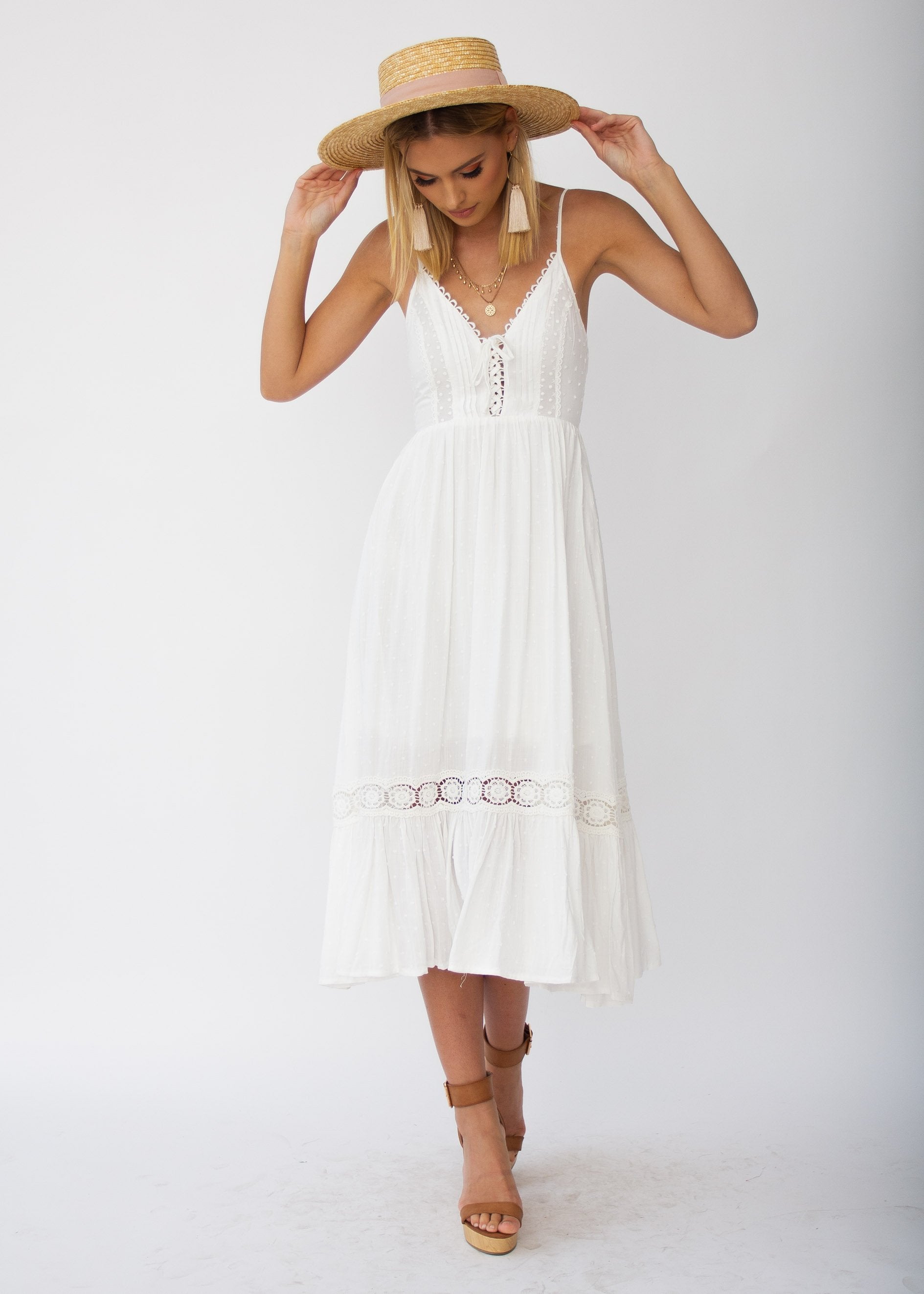 Nightingale Midi Dress - White