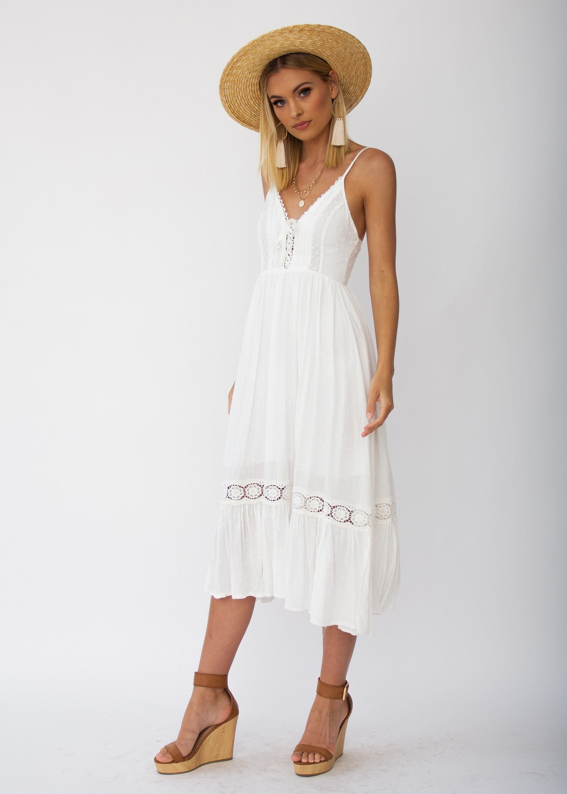 Nightingale Midi Dress - White