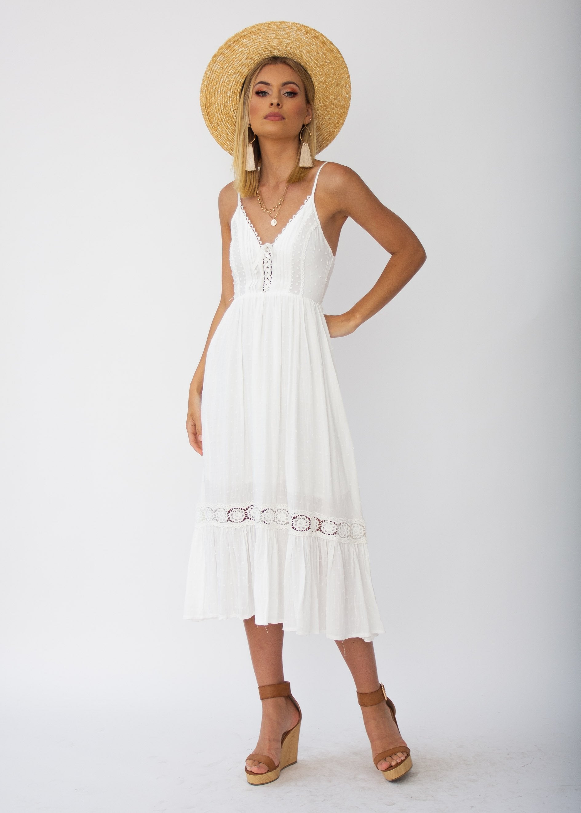 Nightingale Midi Dress - White