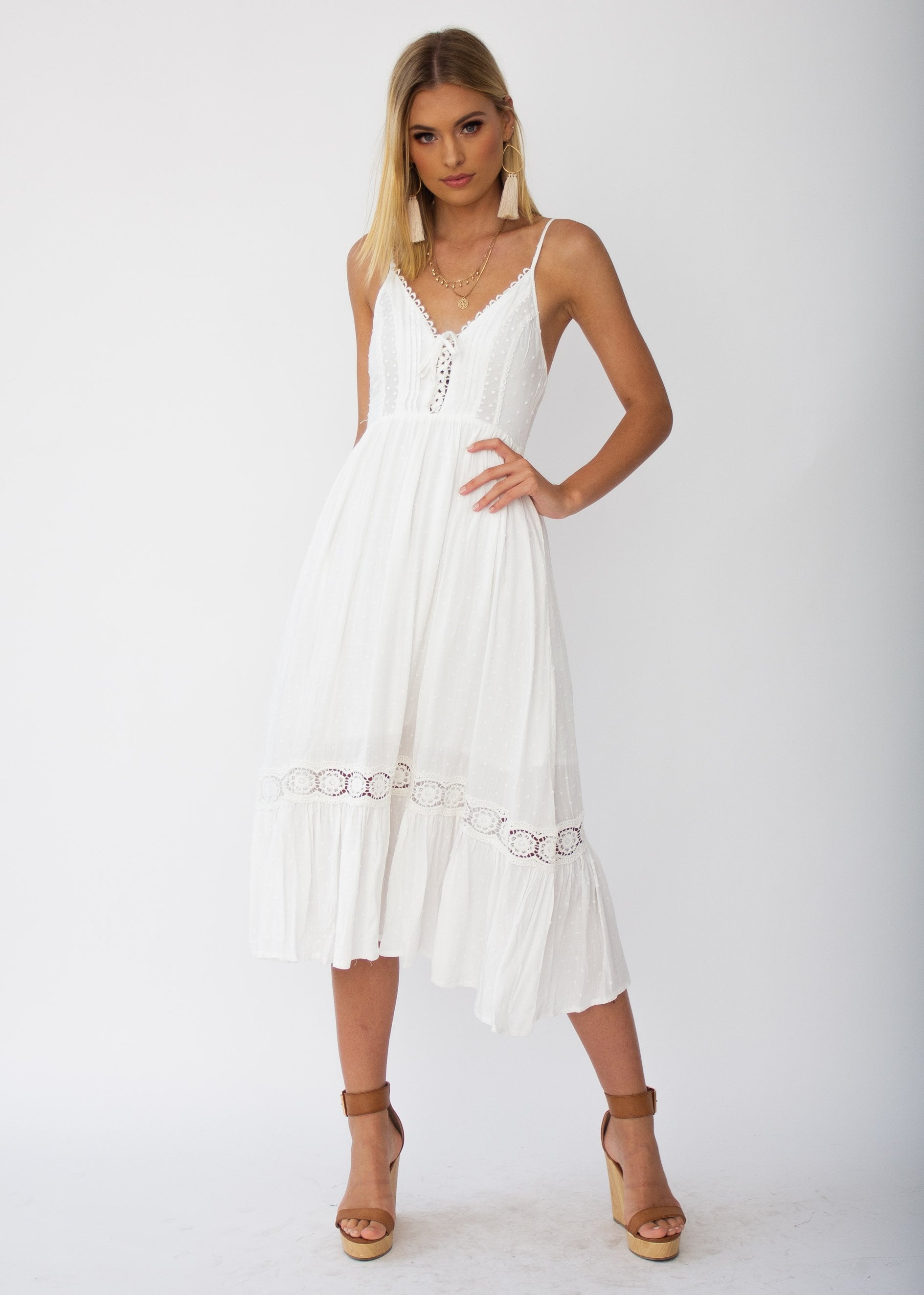 Nightingale Midi Dress - White